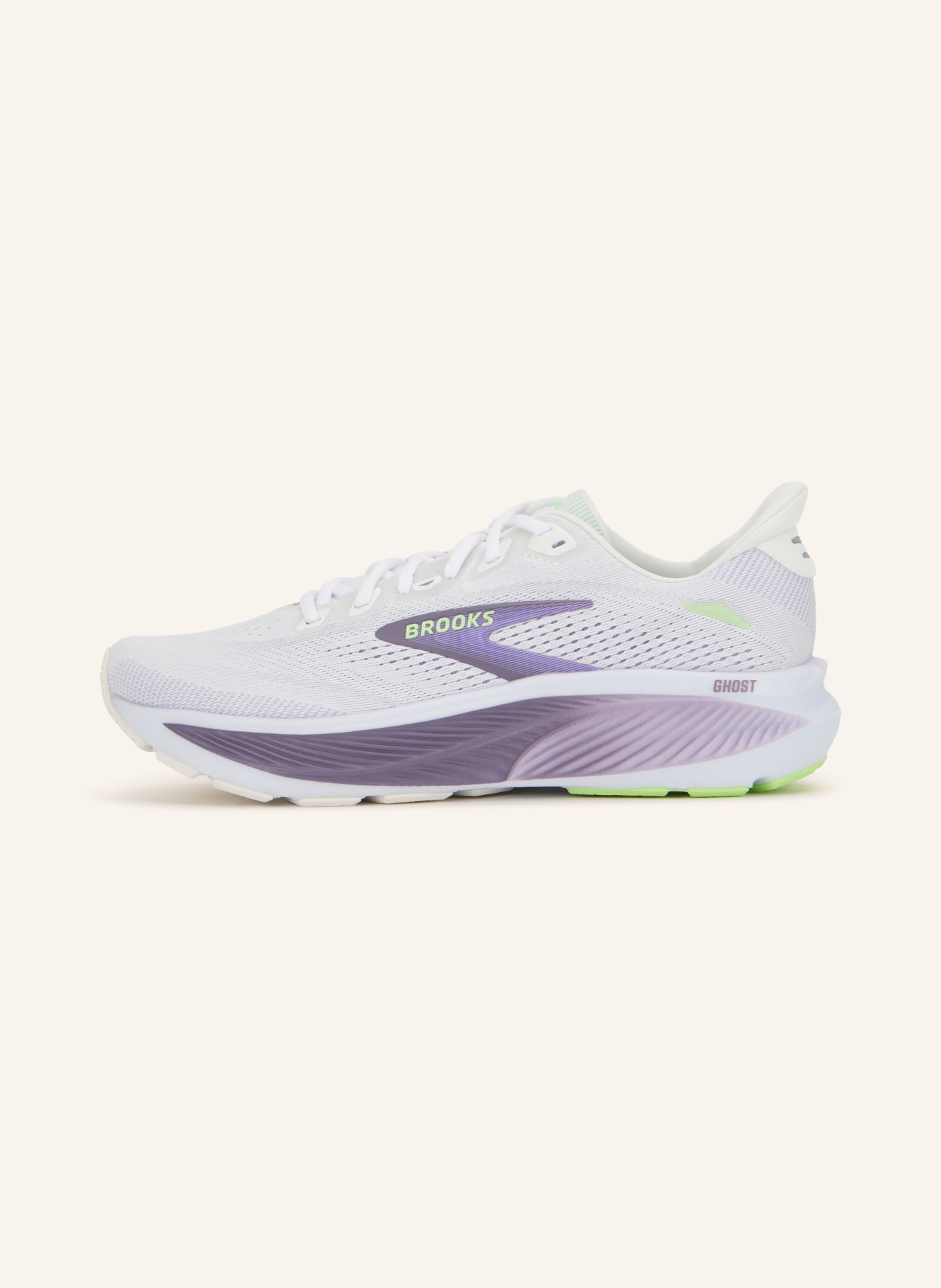 BROOKS GHOST 18 Running Shoes: LIGHT GRAY / PURPLE / LIGHT GREEN