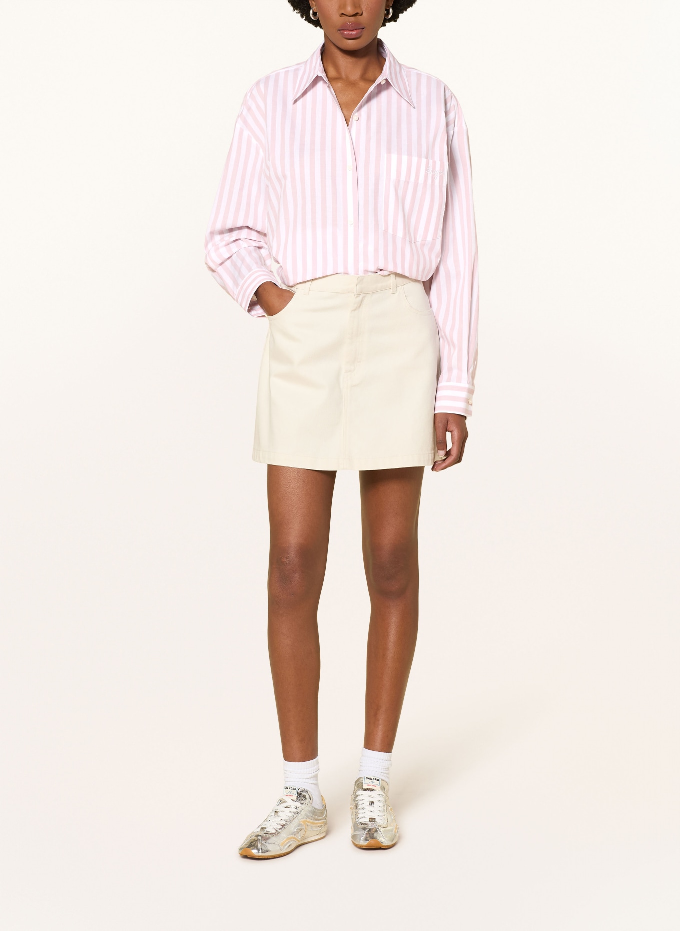 HUGO ELISANA Shirt Blouse: DUSKY PINK / WHITE