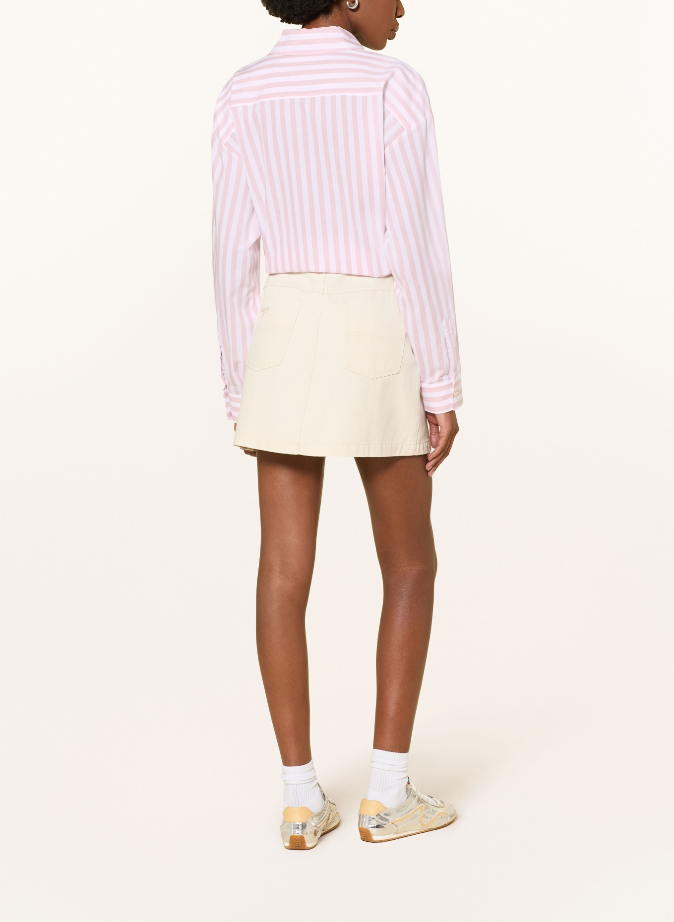 HUGO ELISANA Shirt Blouse: DUSKY PINK / WHITE
