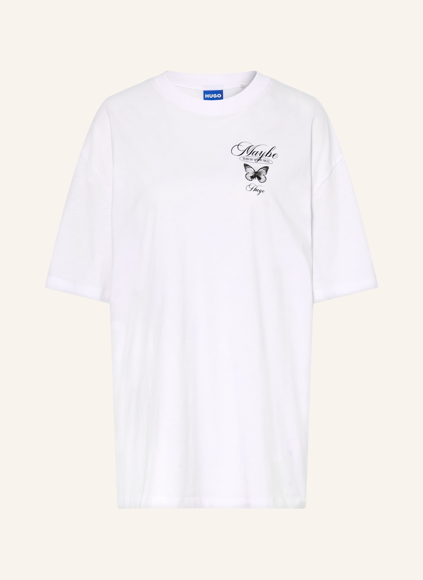 HUGO T-shirt oversize: BLANC / OLIVE