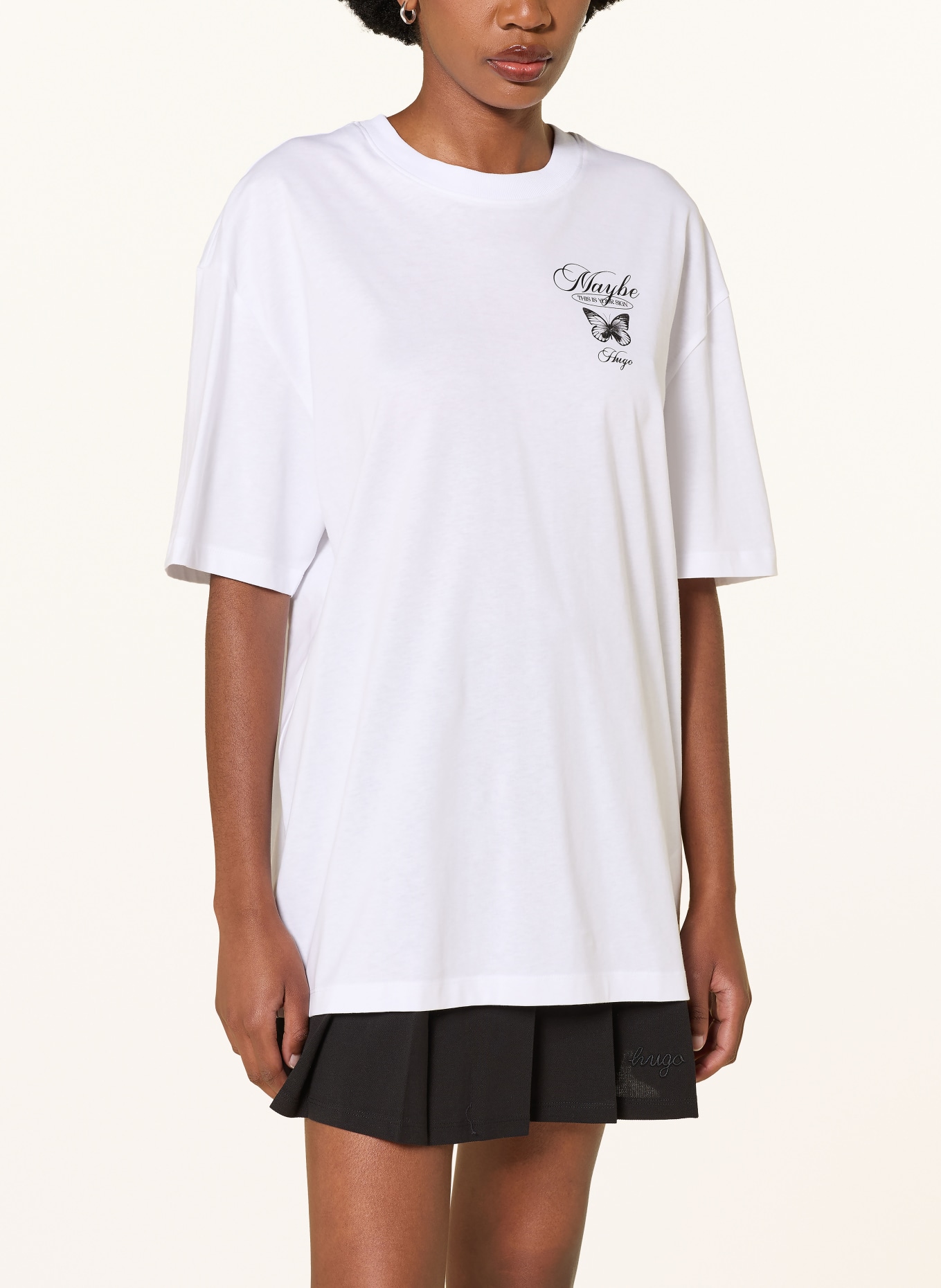 HUGO T-shirt oversize: BLANC / OLIVE