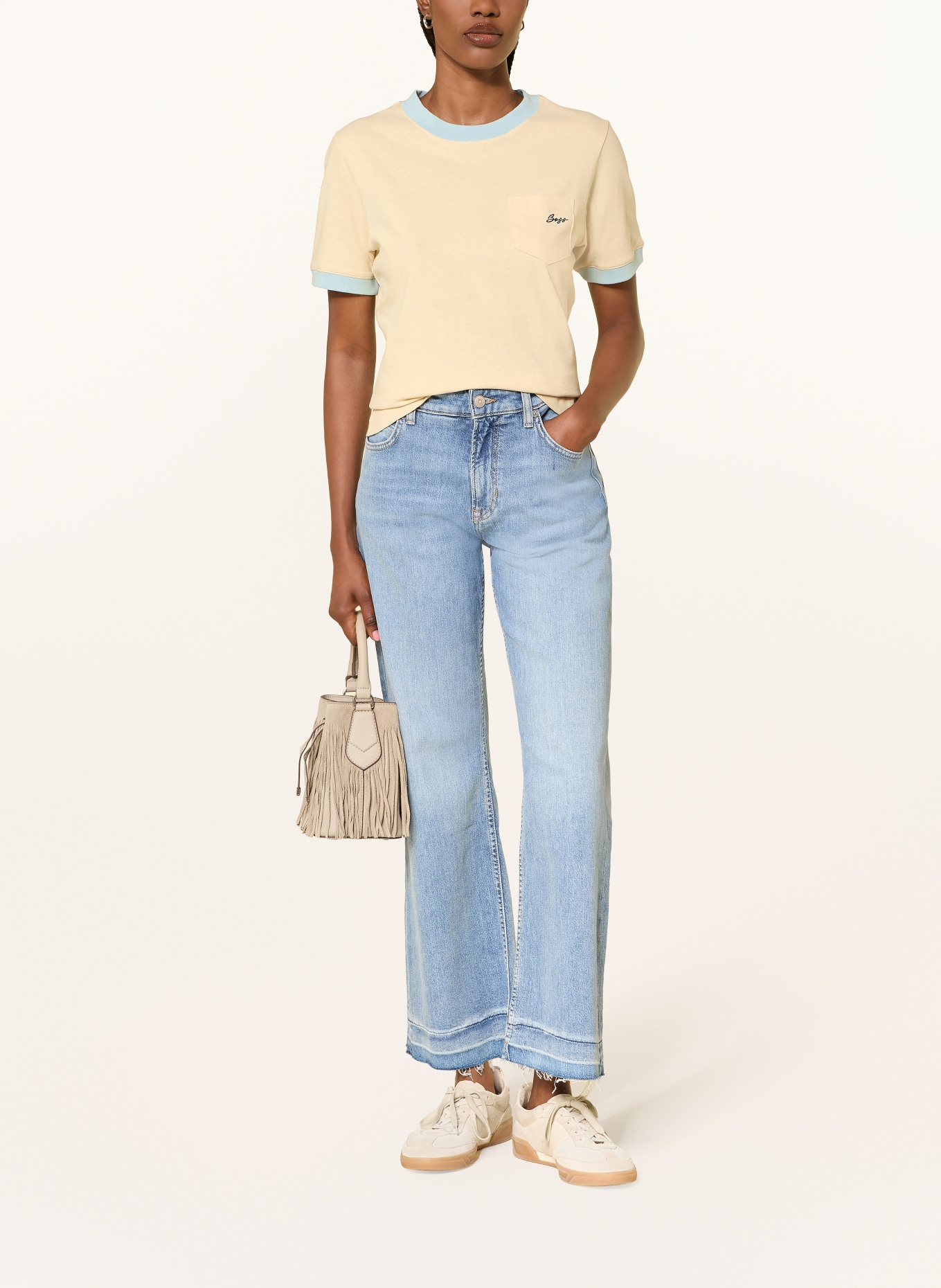 BOSS T-shirt EZOE: LIGHT YELLOW