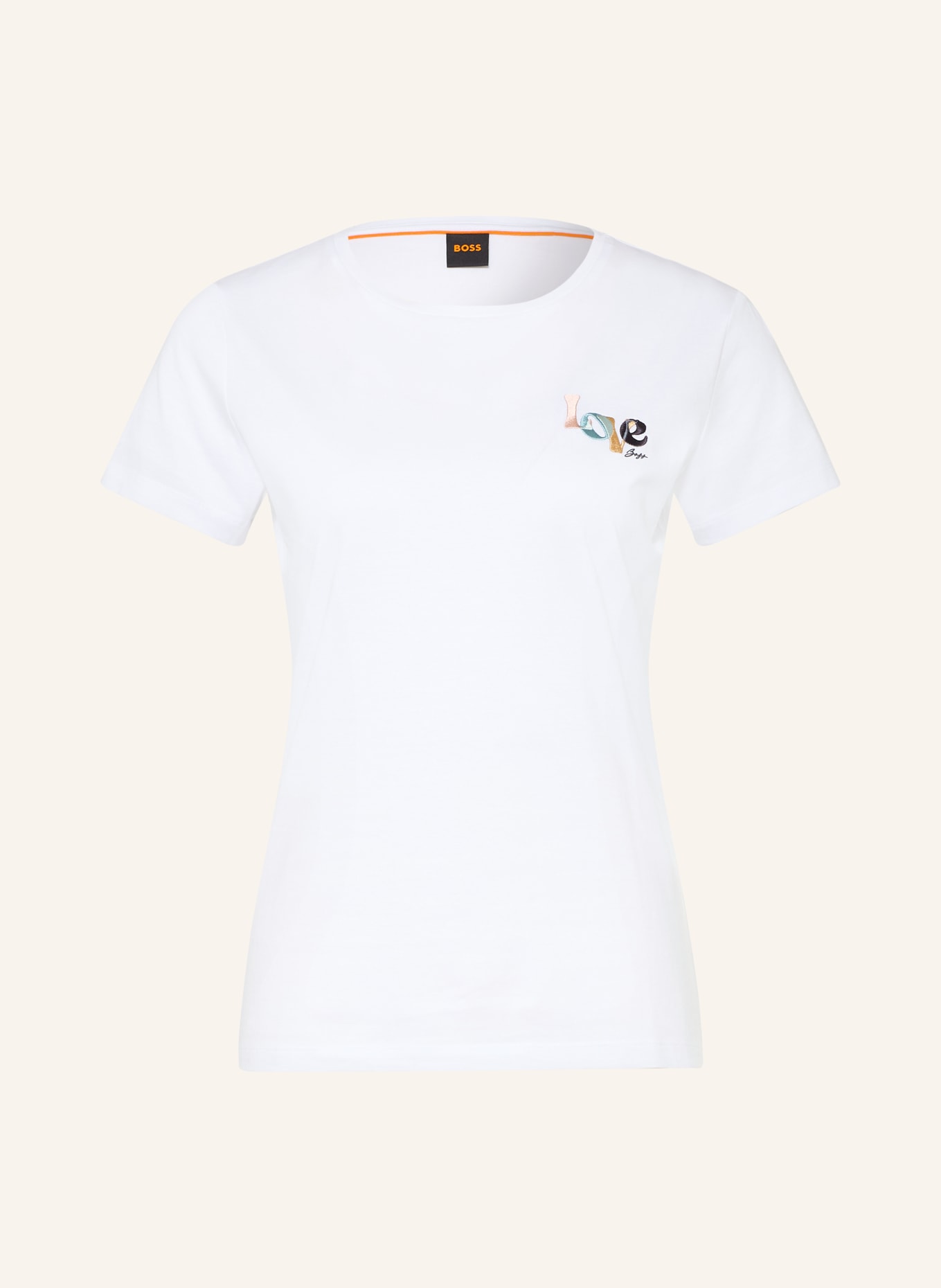 BOSS T-Shirt ELOVE: WEISS / CAMEL / SCHWARZ