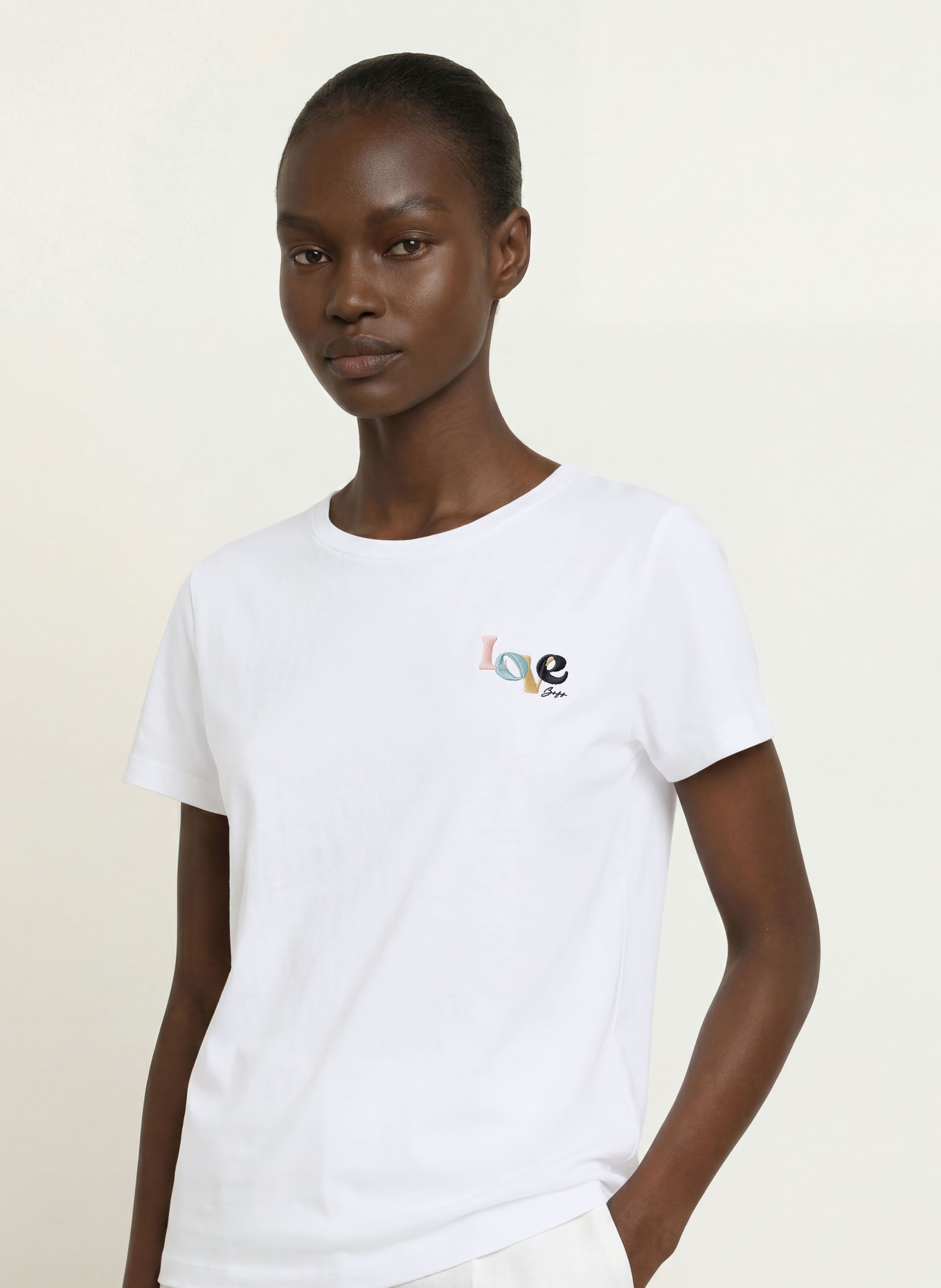 BOSS T-Shirt ELOVE: WEISS / CAMEL / SCHWARZ