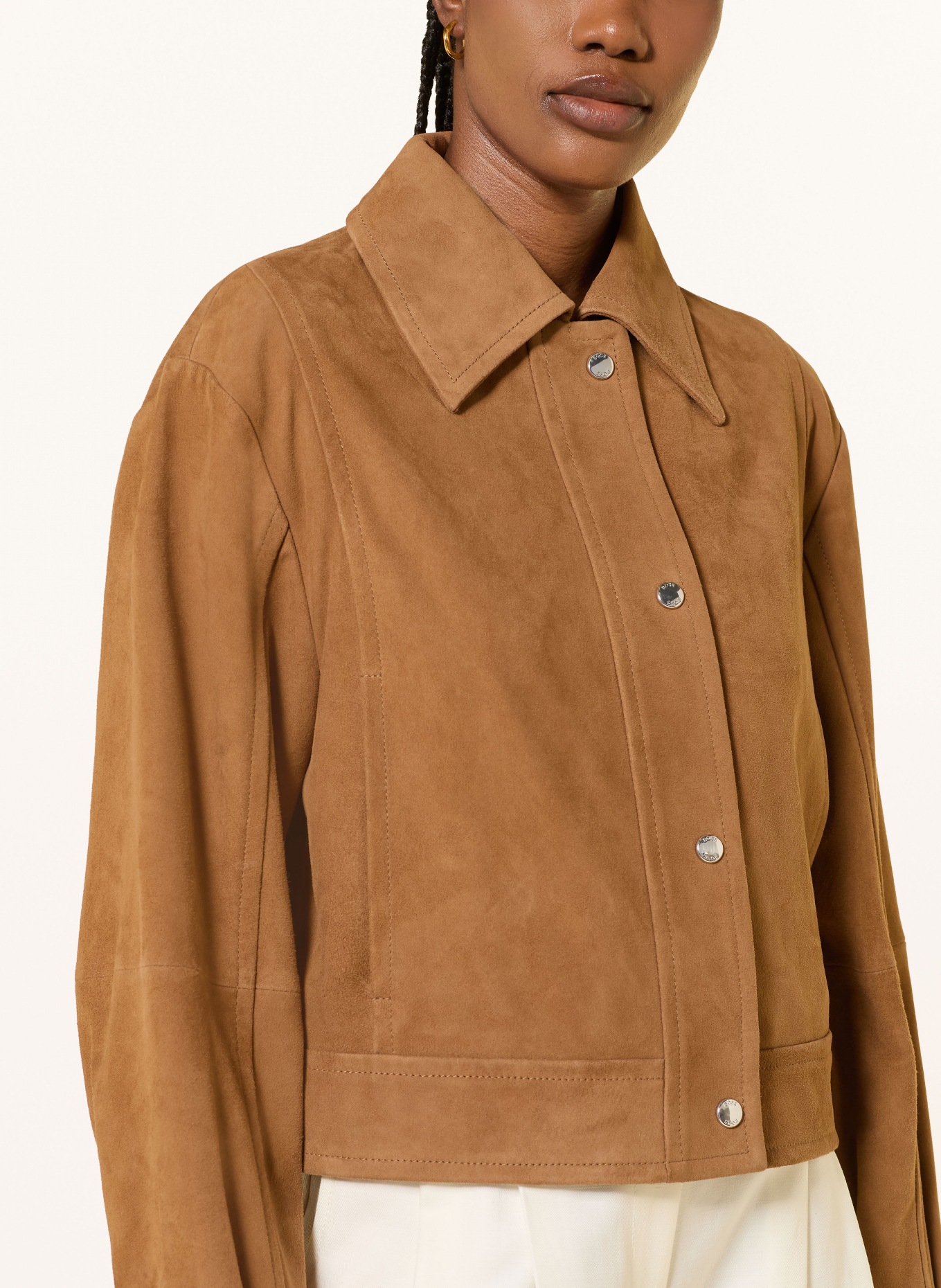 BOSS Leren blouson SALISA: COGNAC
