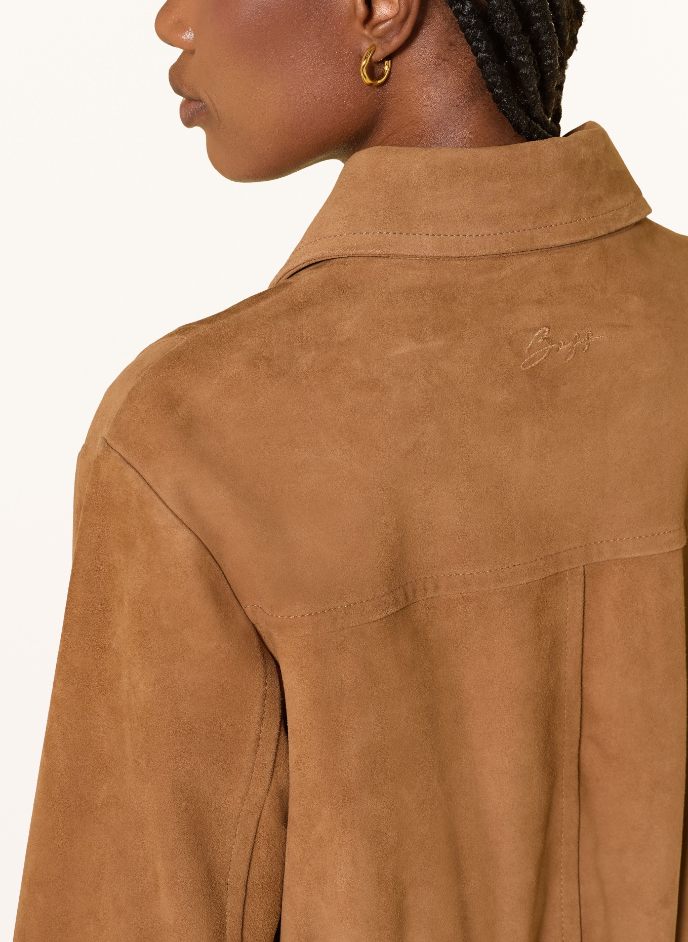 BOSS Leren blouson SALISA: COGNAC