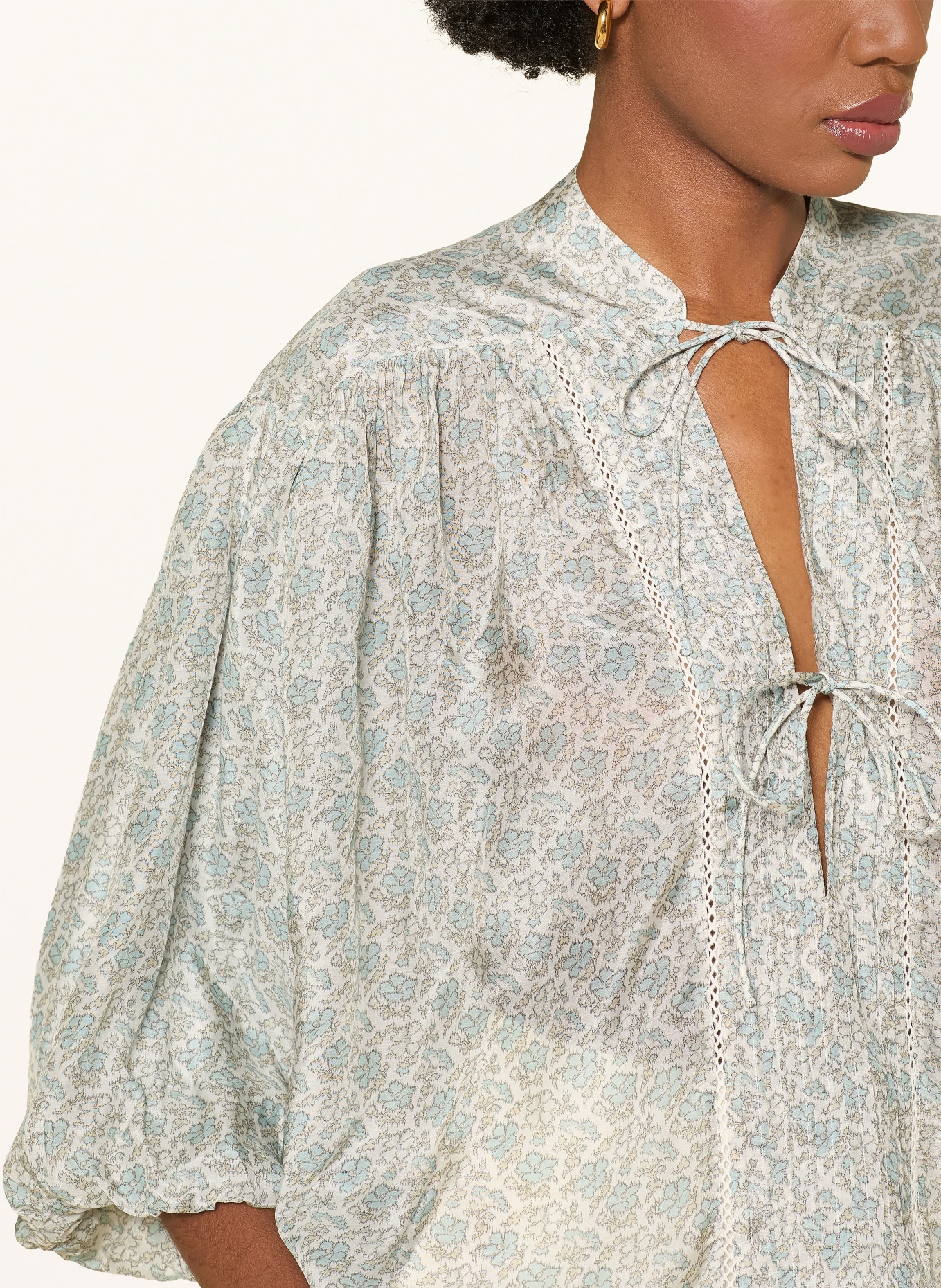 BOSS Blusenshirt BALES mit 3/4-Arm: MINT / TAUPE / WEISS