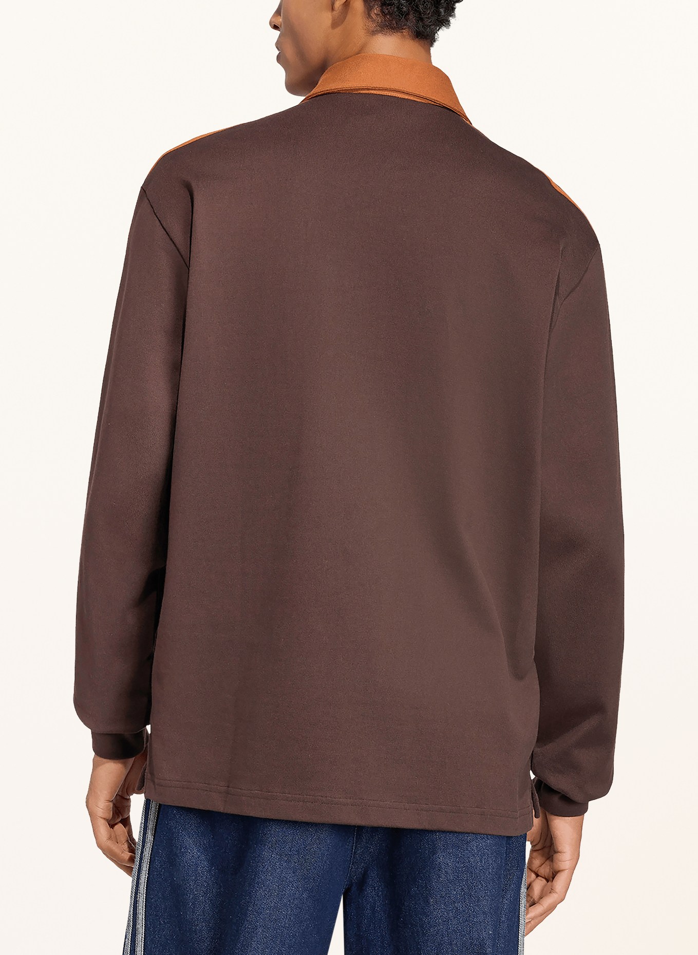adidas Originals Jersey Polo Shirt 3-Stripes: DARK BROWN / COGNAC