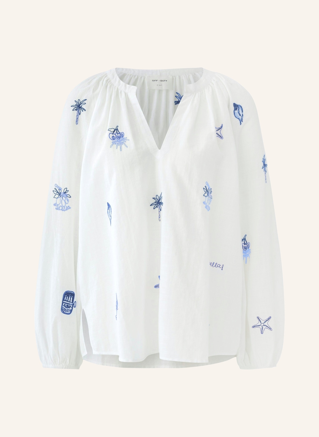oui Blusenshirt: WEISS / BLAU