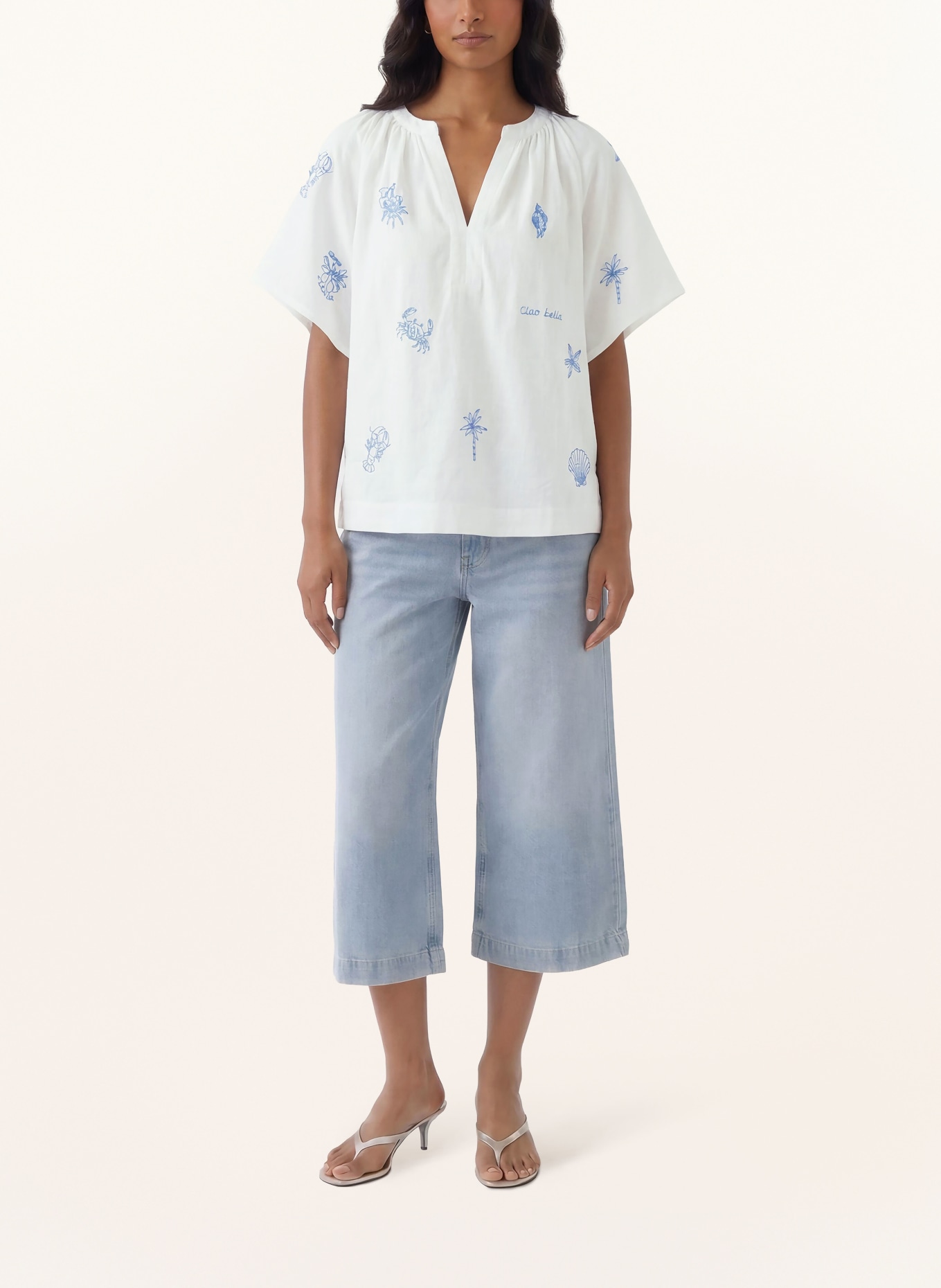 oui Blusenshirt: WEISS / BLAU