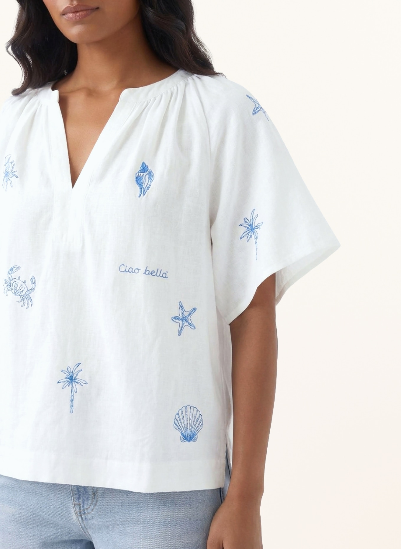 oui Blusenshirt: WEISS / BLAU