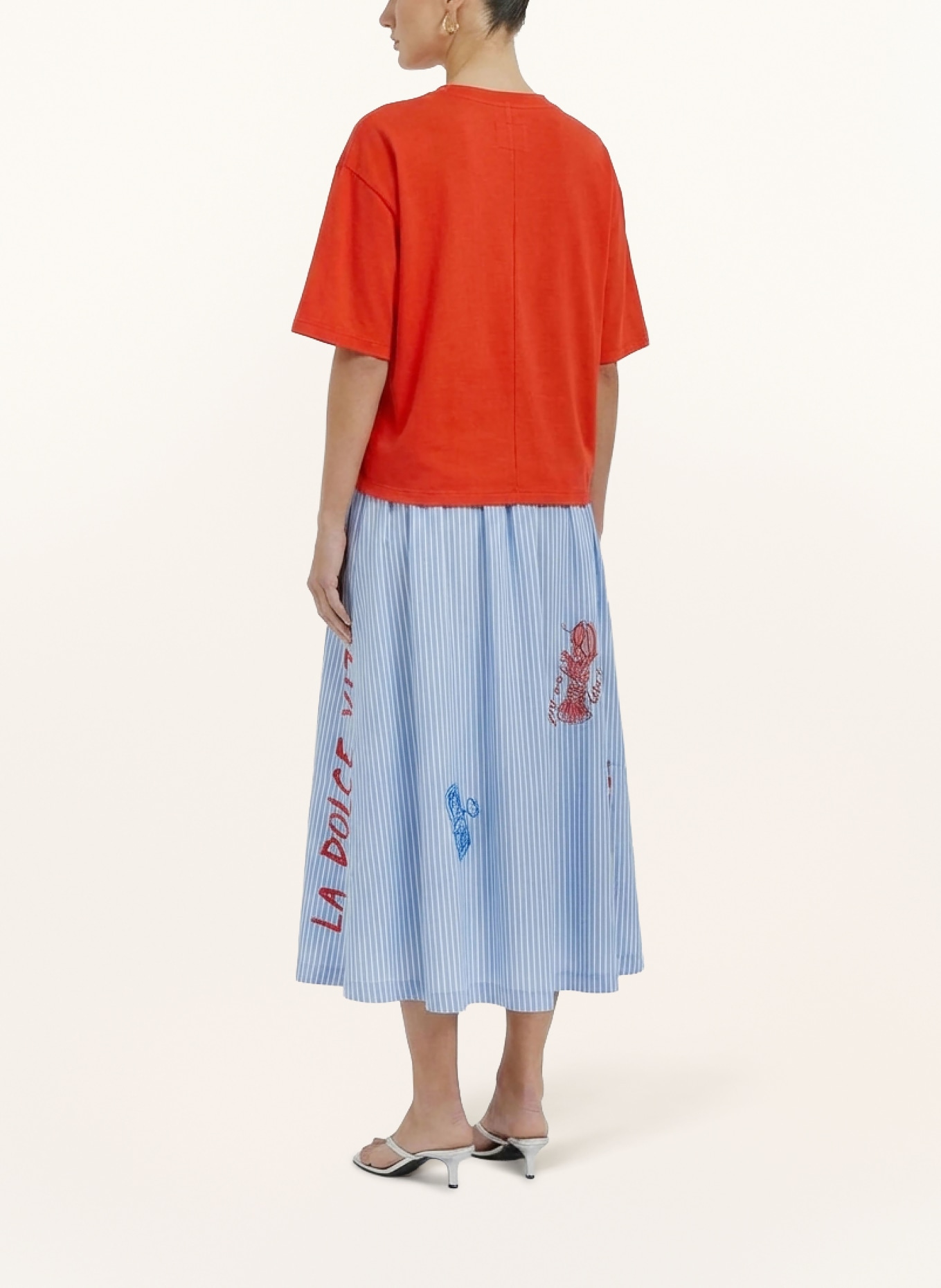 oui T-shirt avec strass: ROUGE / BLANC