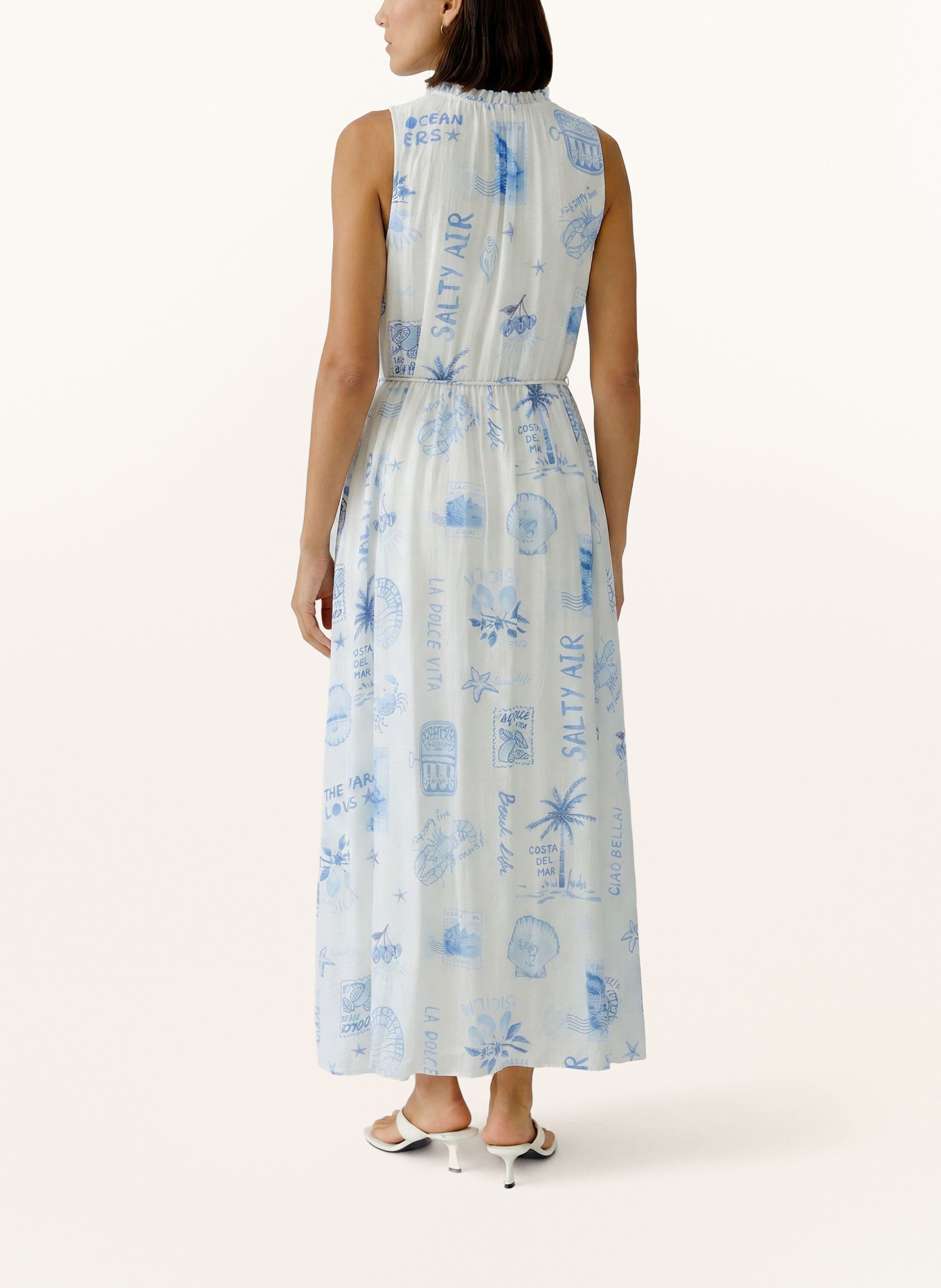 oui Robe à volants: BLANC / BLEU