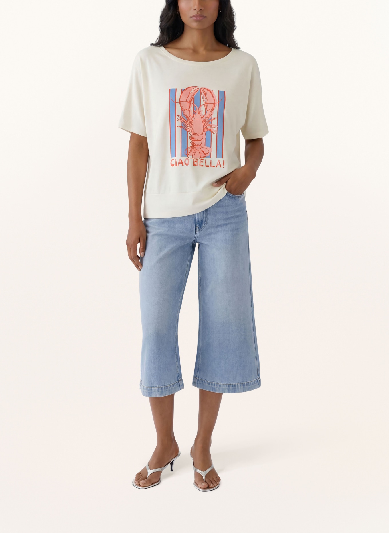 oui T-Shirt: CREME / HELLROT / BLAU