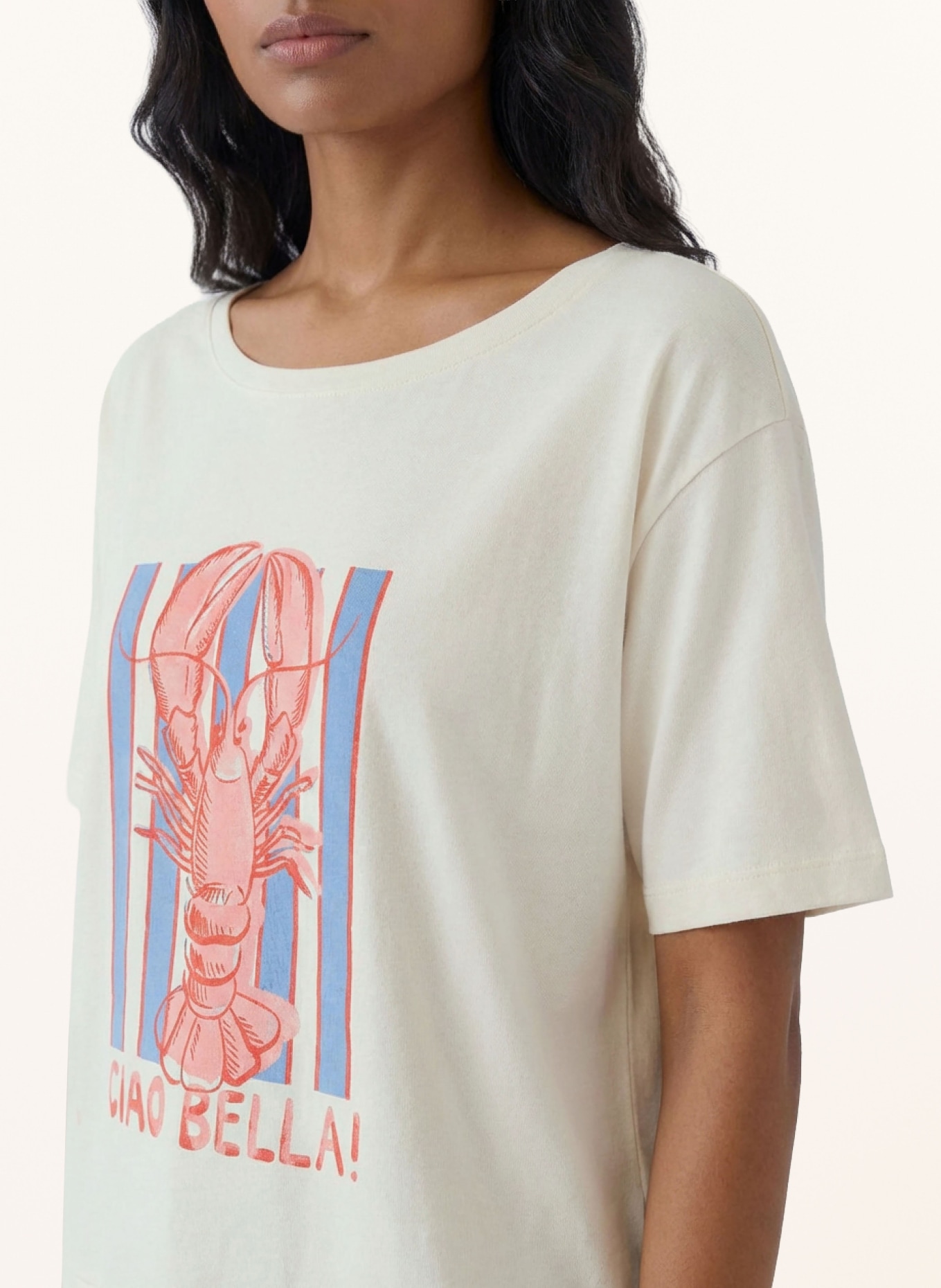 oui T-Shirt: CREME / HELLROT / BLAU