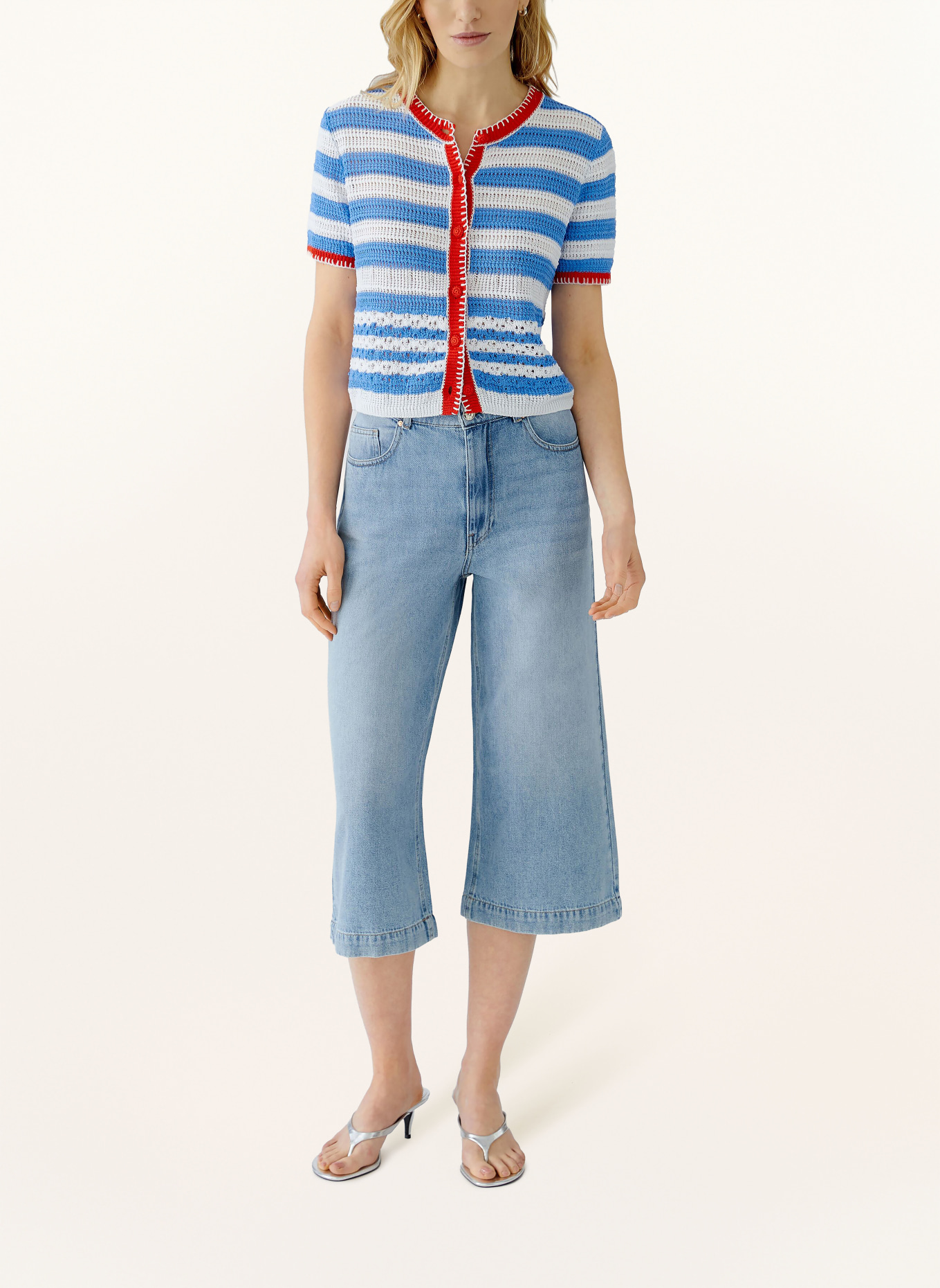 oui Cardigan: BLEU CLAIR / ROUGE / BLANC