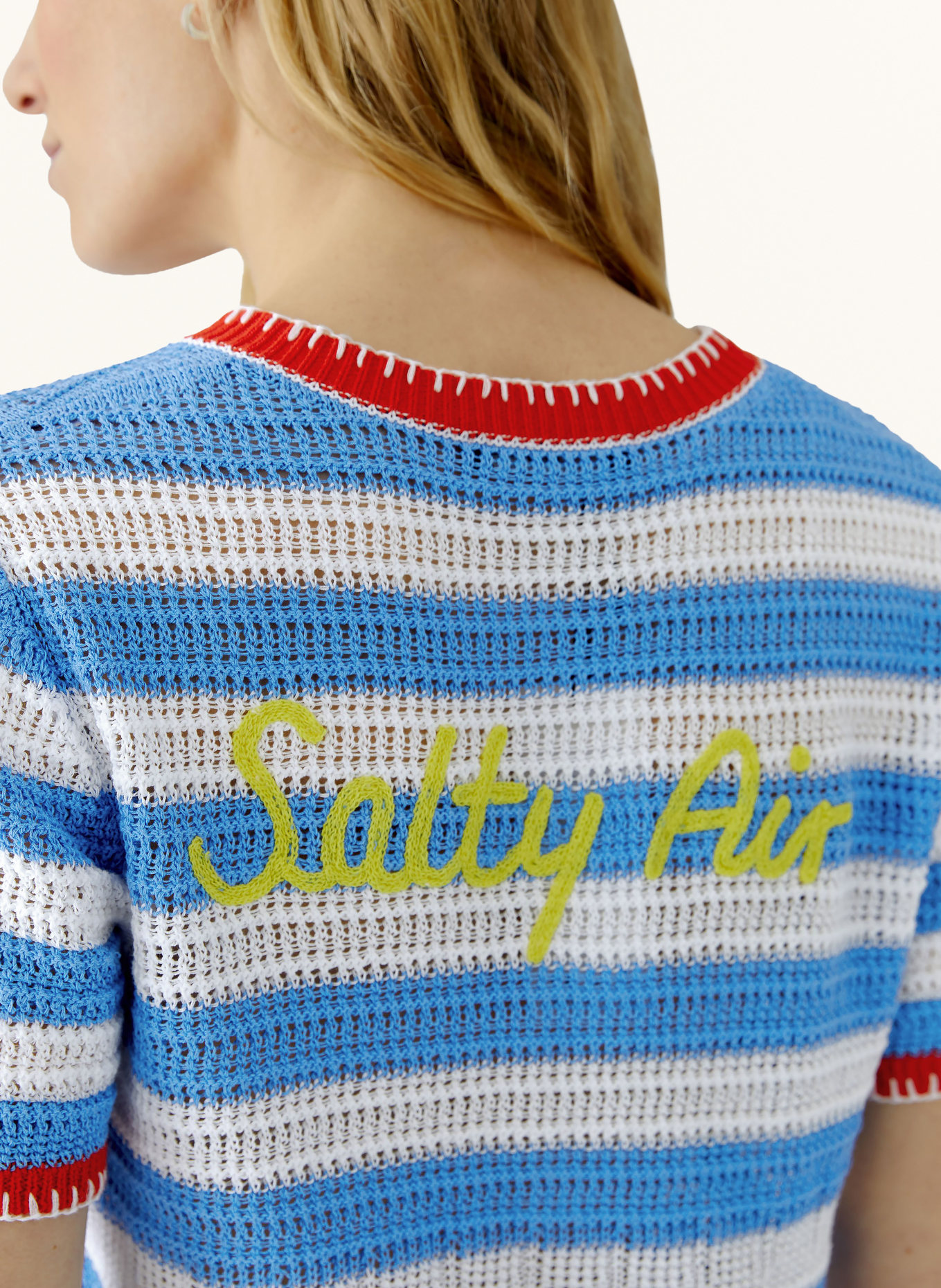oui Cardigan: BLEU CLAIR / ROUGE / BLANC