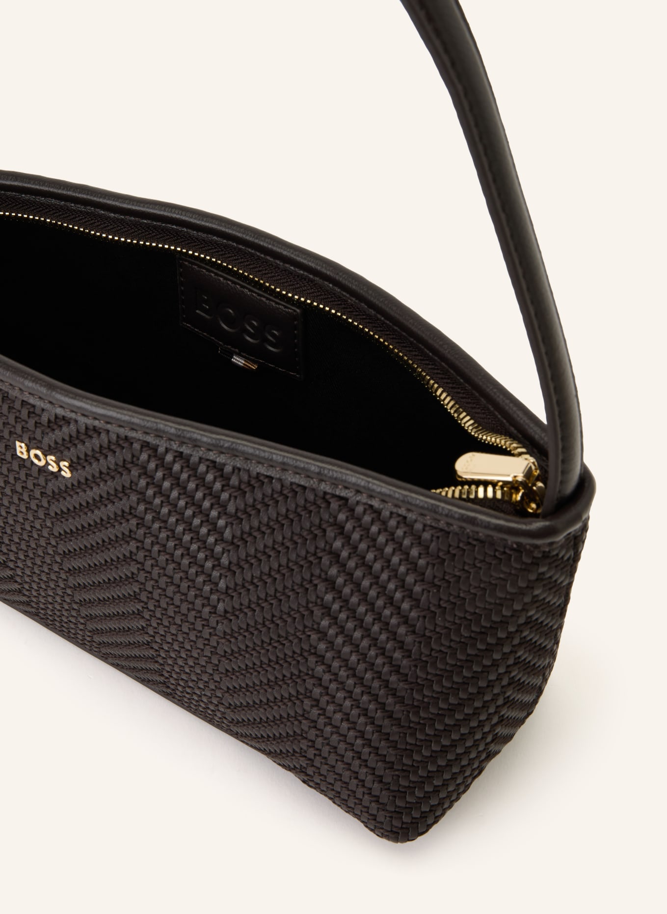 BOSS Schultertasche SANDY: DUNKELBRAUN / GOLD
