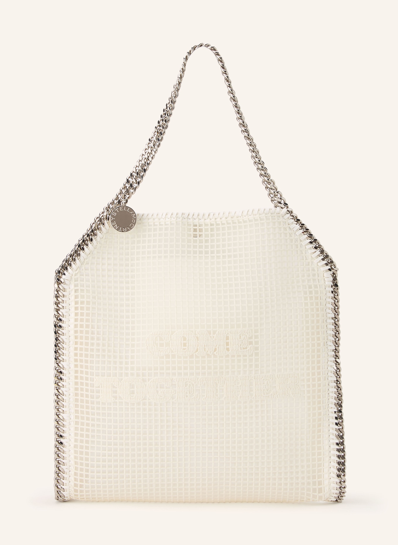 STELLA McCARTNEY FALABELLA Mesh Shoulder Bag: WHITE / SILVER