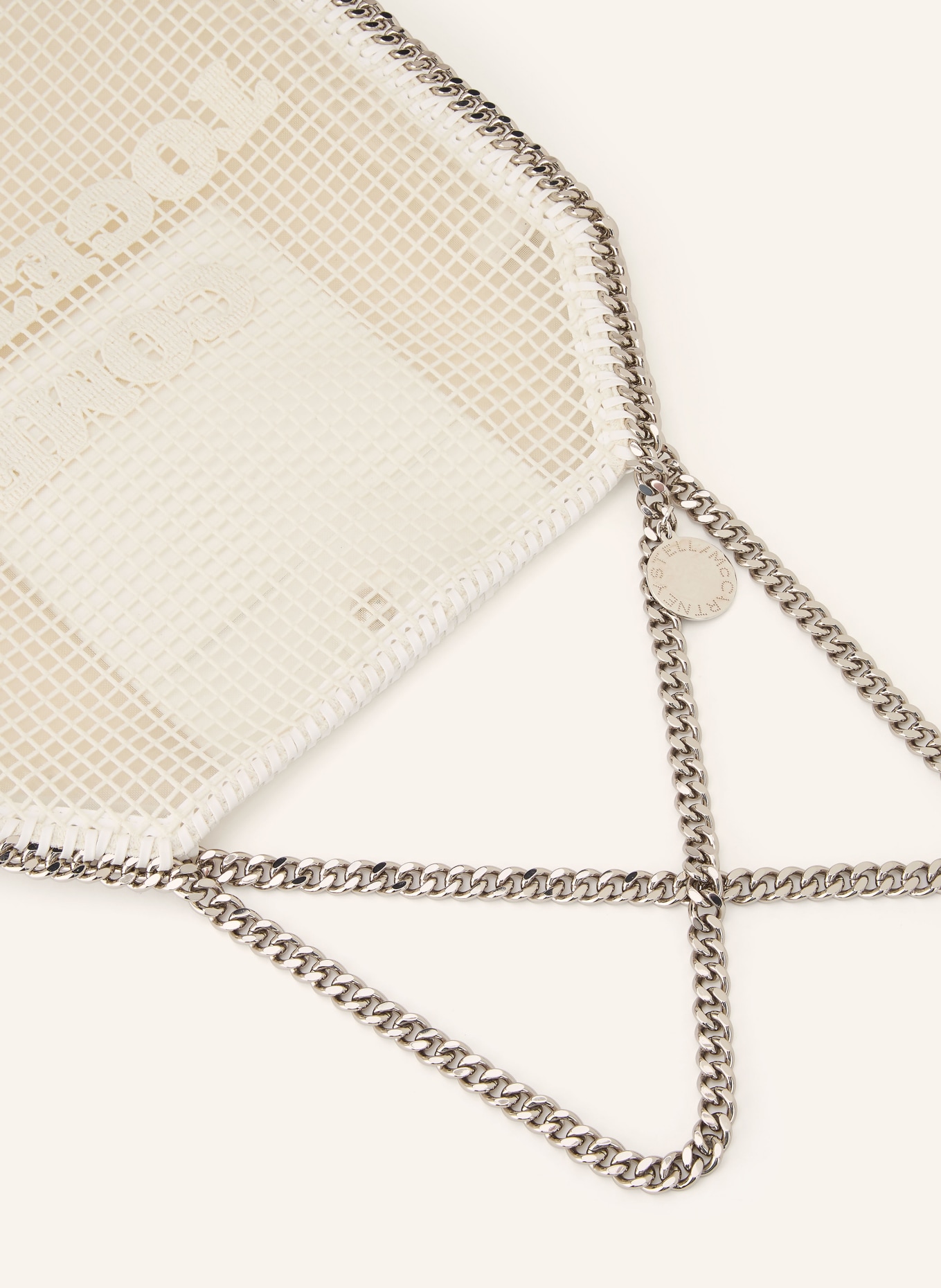 STELLA McCARTNEY FALABELLA Mesh Shoulder Bag: WHITE / SILVER