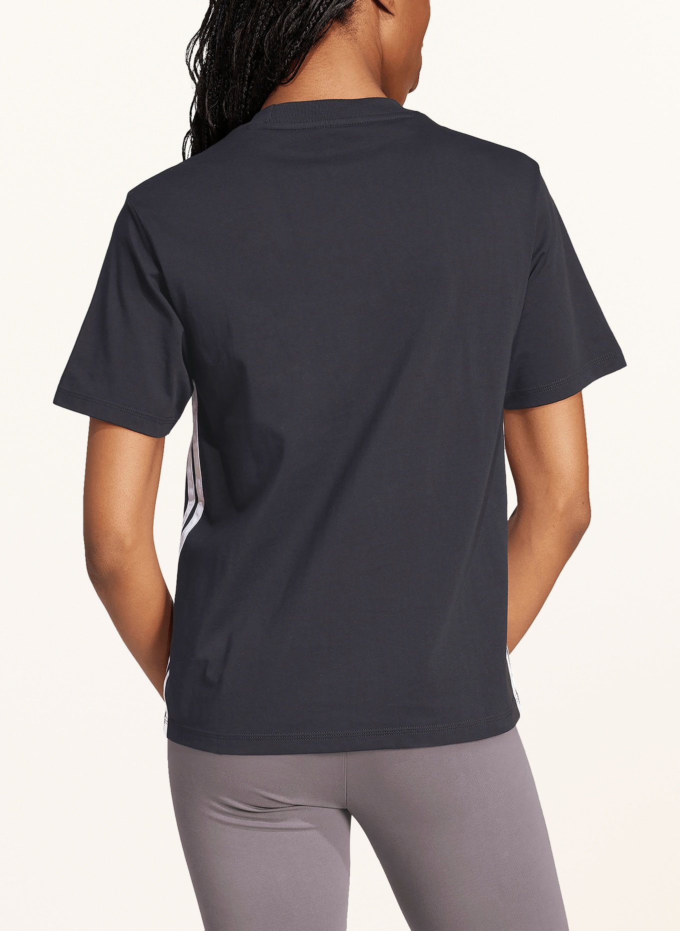 adidas ESSENTIALS 3-Stripe T-Shirt: BLACK / WHITE