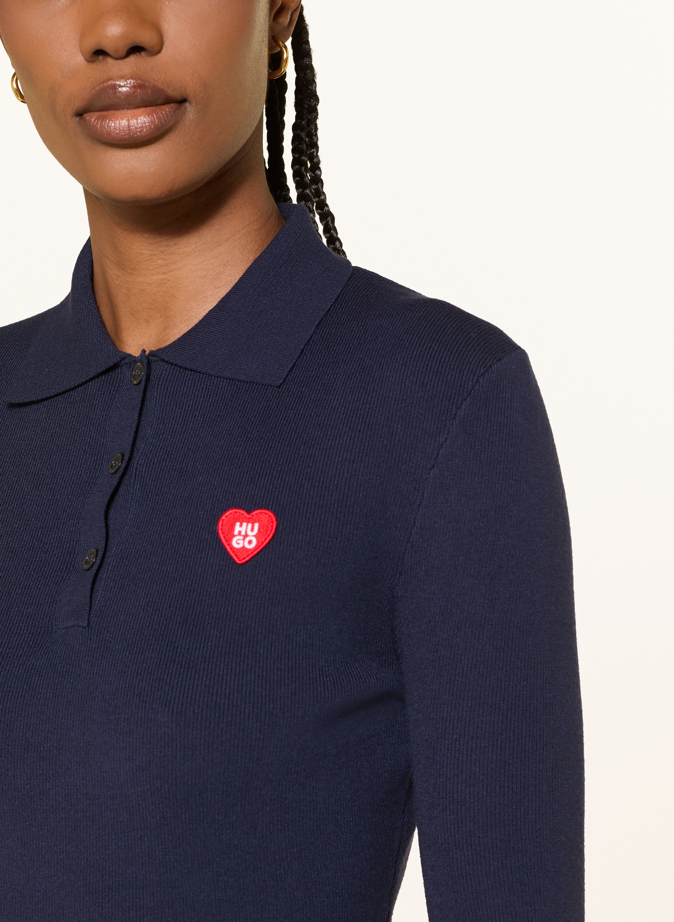 HUGO Knit Polo Shirt SAREPLINNY: DARK BLUE