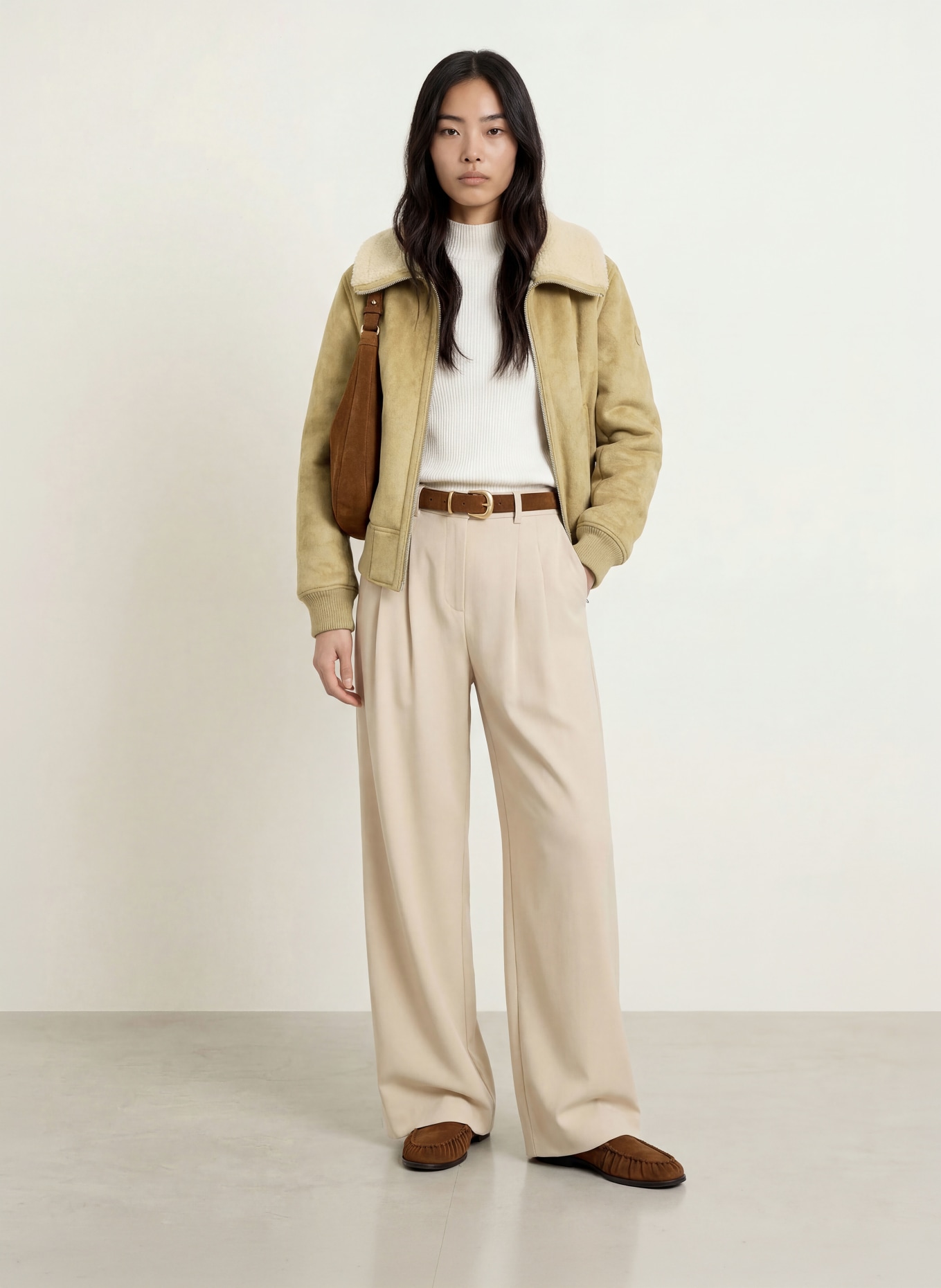No.1 Como Jas CLEVELAND met teddybont: LICHTBRUIN / BEIGE