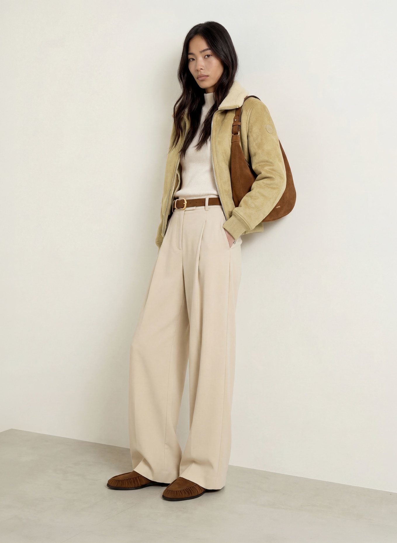 No.1 Como Jas CLEVELAND met teddybont: LICHTBRUIN / BEIGE