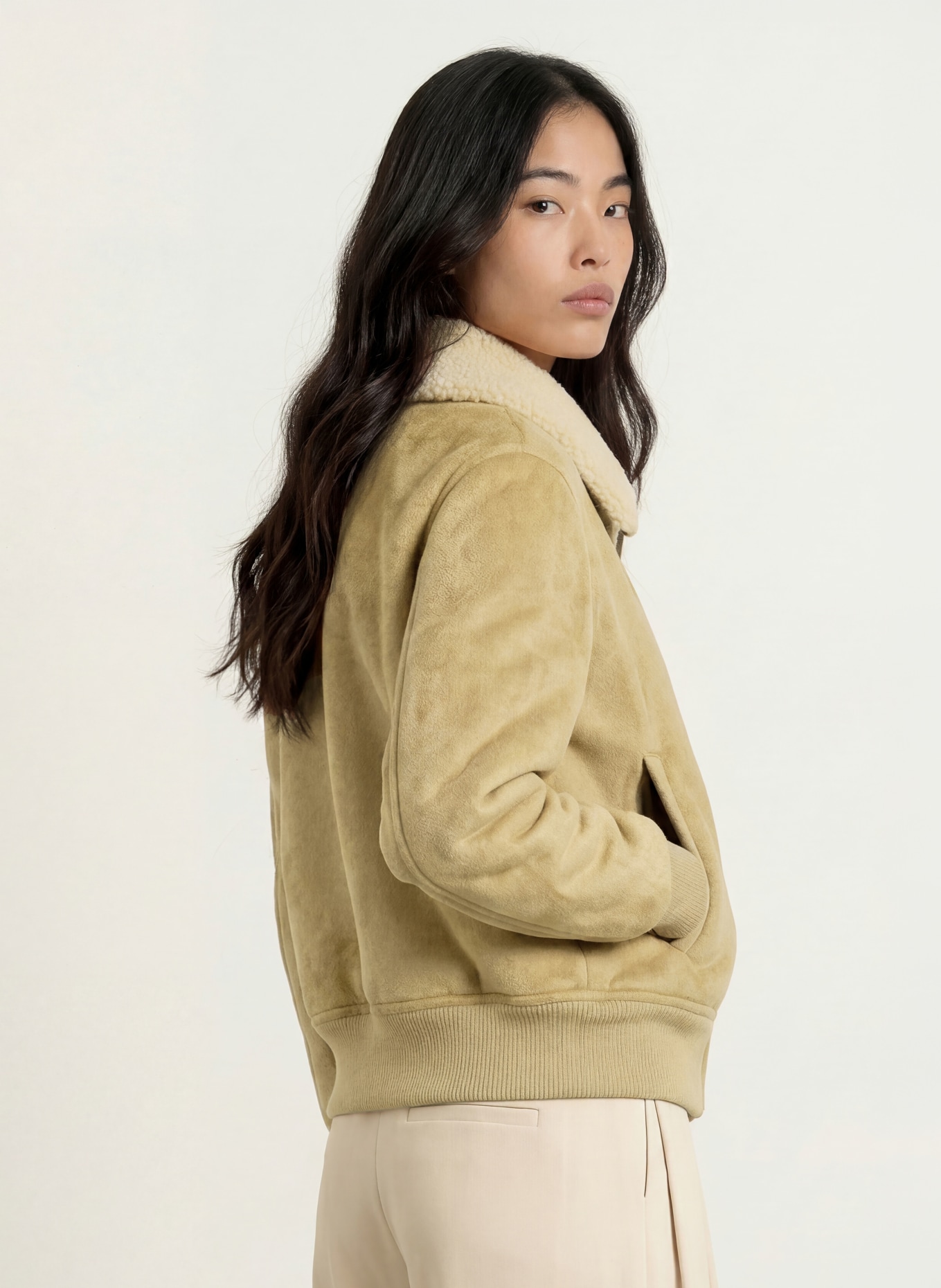 No.1 Como Jas CLEVELAND met teddybont: LICHTBRUIN / BEIGE