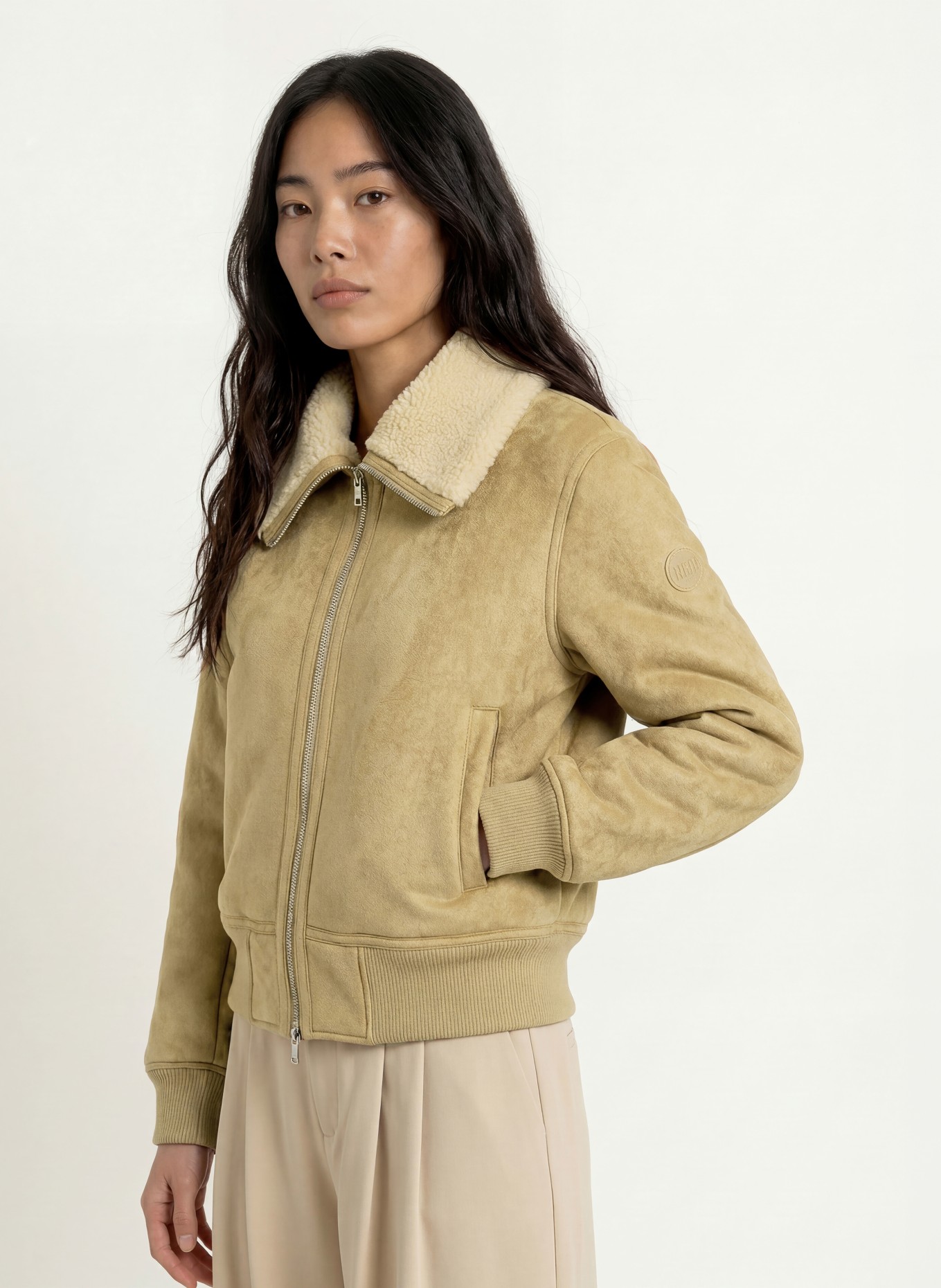 No.1 Como Jas CLEVELAND met teddybont: LICHTBRUIN / BEIGE