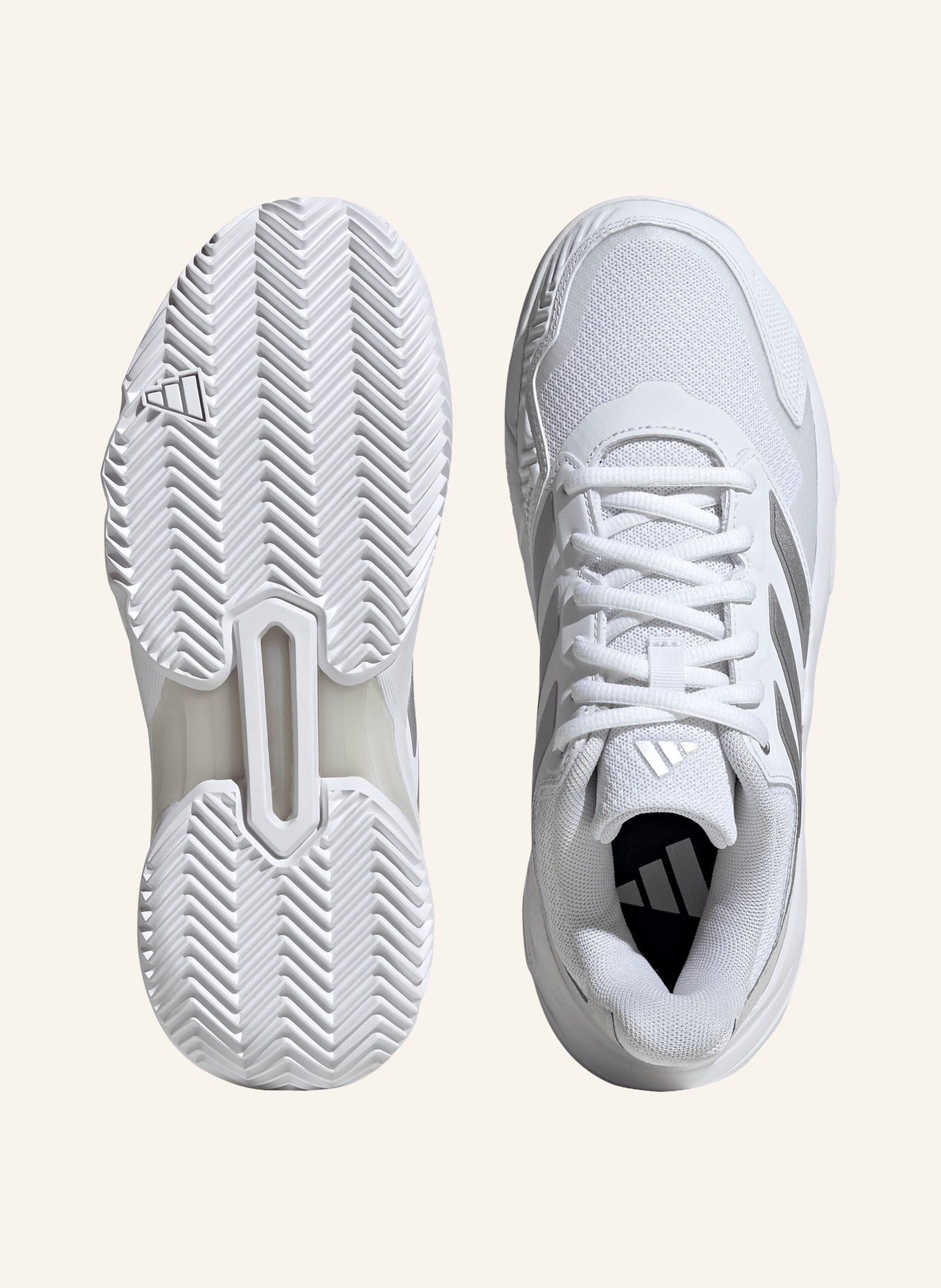 adidas Tennisschuhe COURTJAM CONTROL 3: WEISS / SILBER / BEIGE
