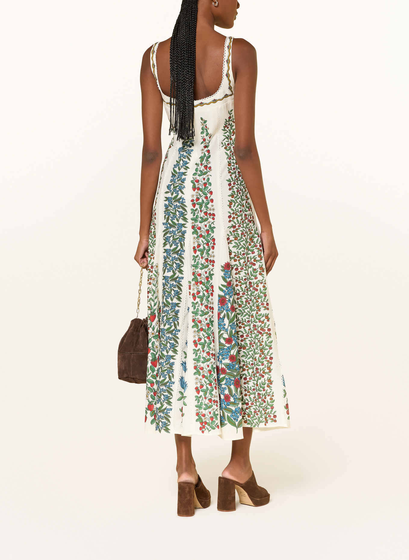 FARM RIO Robe FRUIT BEAUTY en lin et dentelle: BLANC / ROUGE / VERT