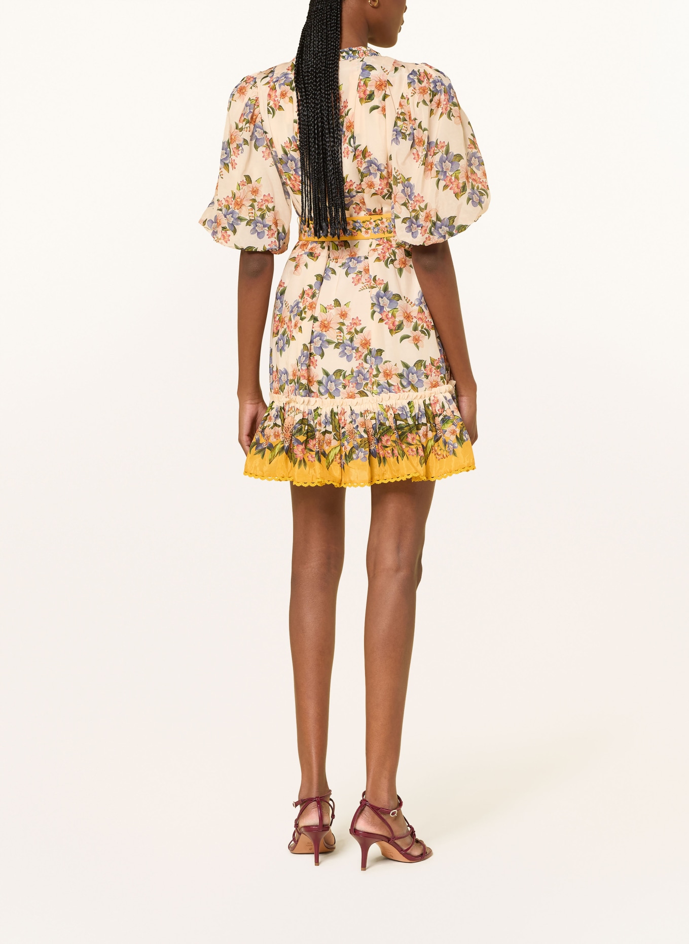 FARM RIO HILO Dress with Ruffles: CREAM / ROSE / LIGHT BLUE