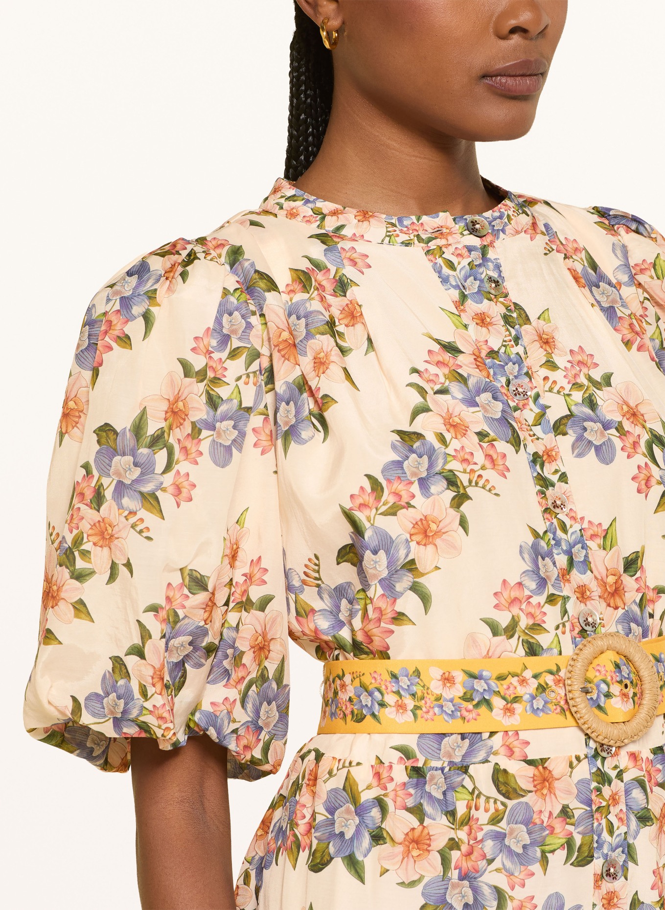 FARM RIO HILO Dress with Ruffles: CREAM / ROSE / LIGHT BLUE