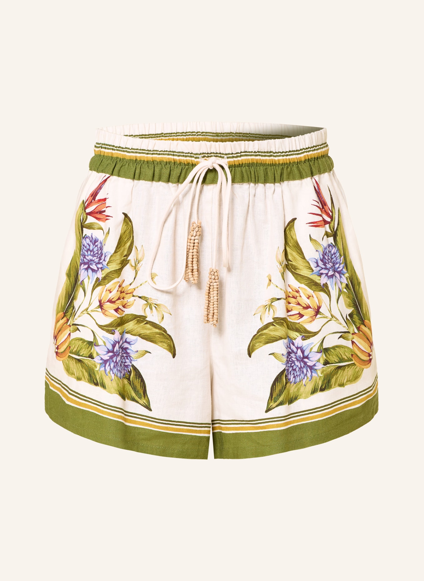 FARM RIO Linen shorts: CREAM / RED / GREEN