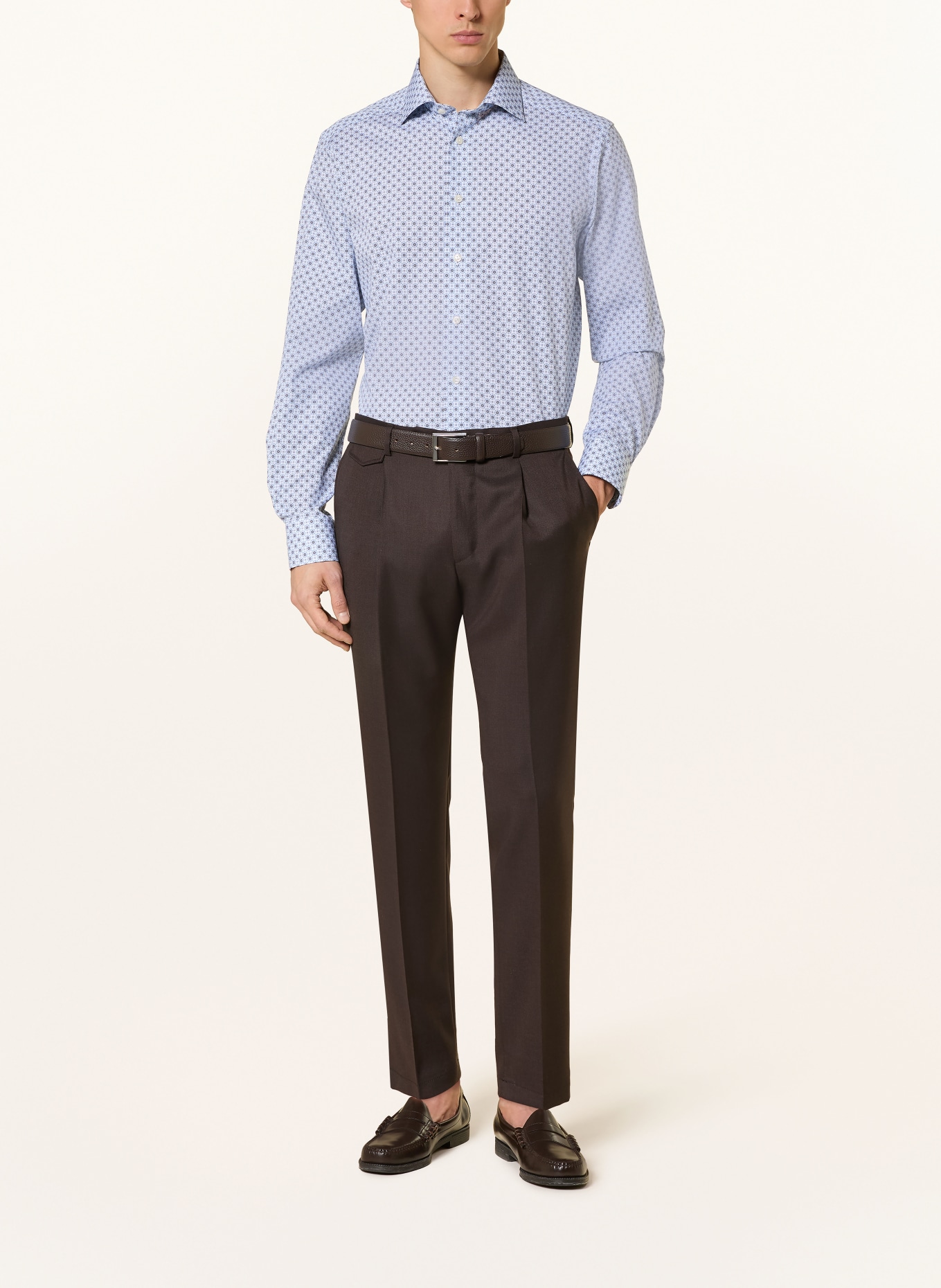 ETON Overhemd Contemporary Fit: LICHTBLAUW / BRUIN / DONKERBLAUW