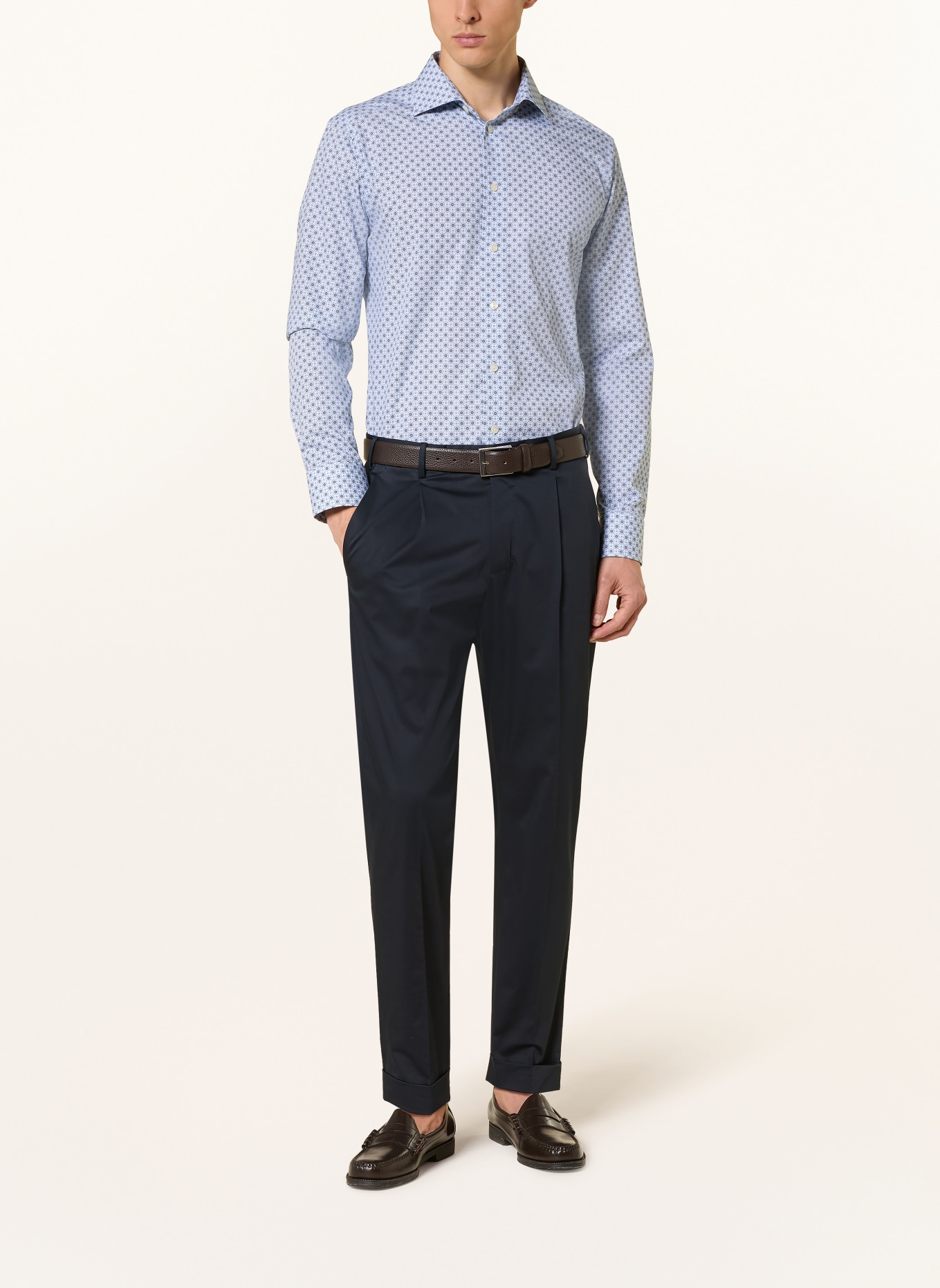 ETON Overhemd Slim Fit: LICHTBLAUW / BRUIN / DONKERBLAUW