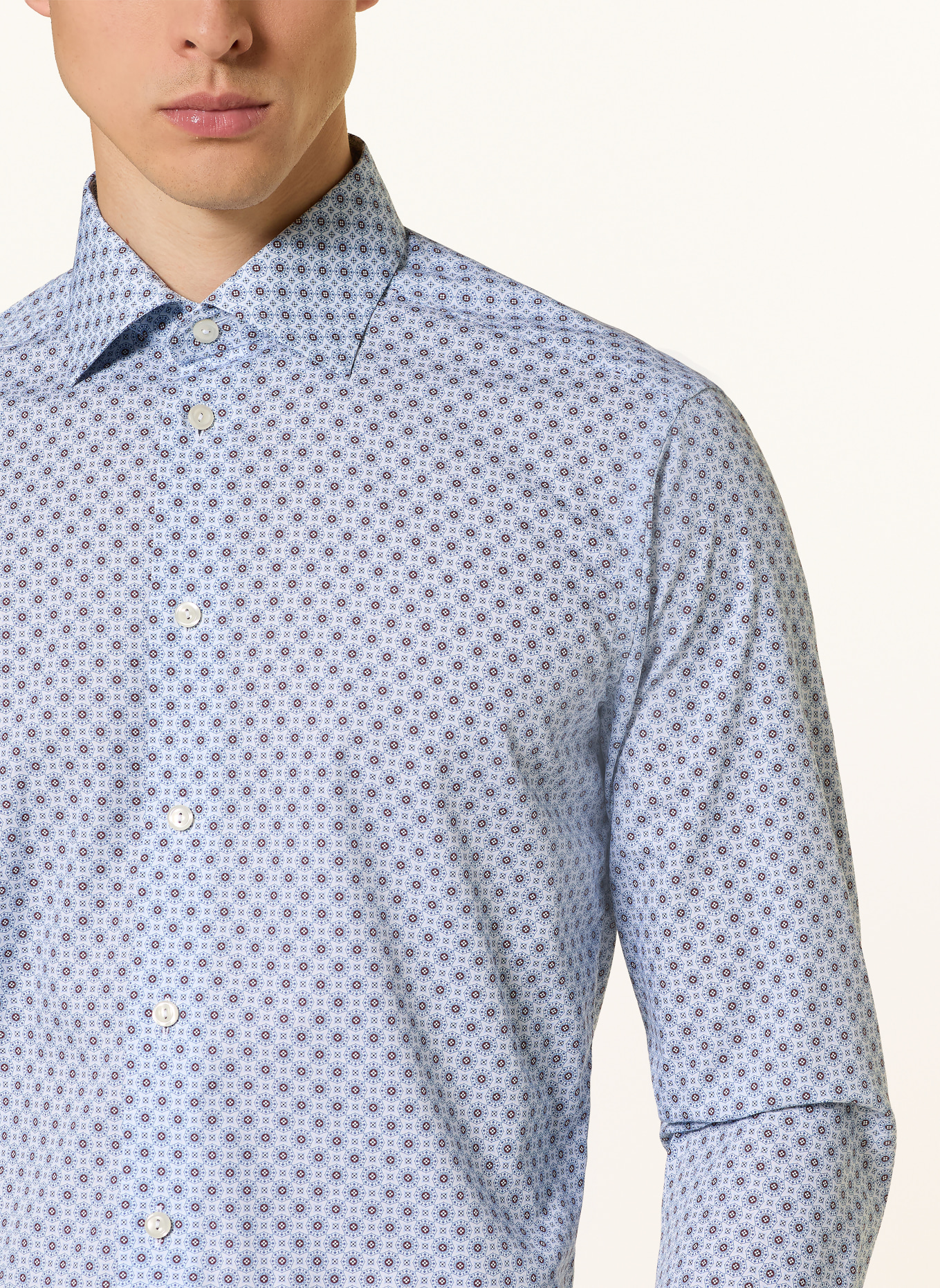 ETON Overhemd Slim Fit: LICHTBLAUW / BRUIN / DONKERBLAUW