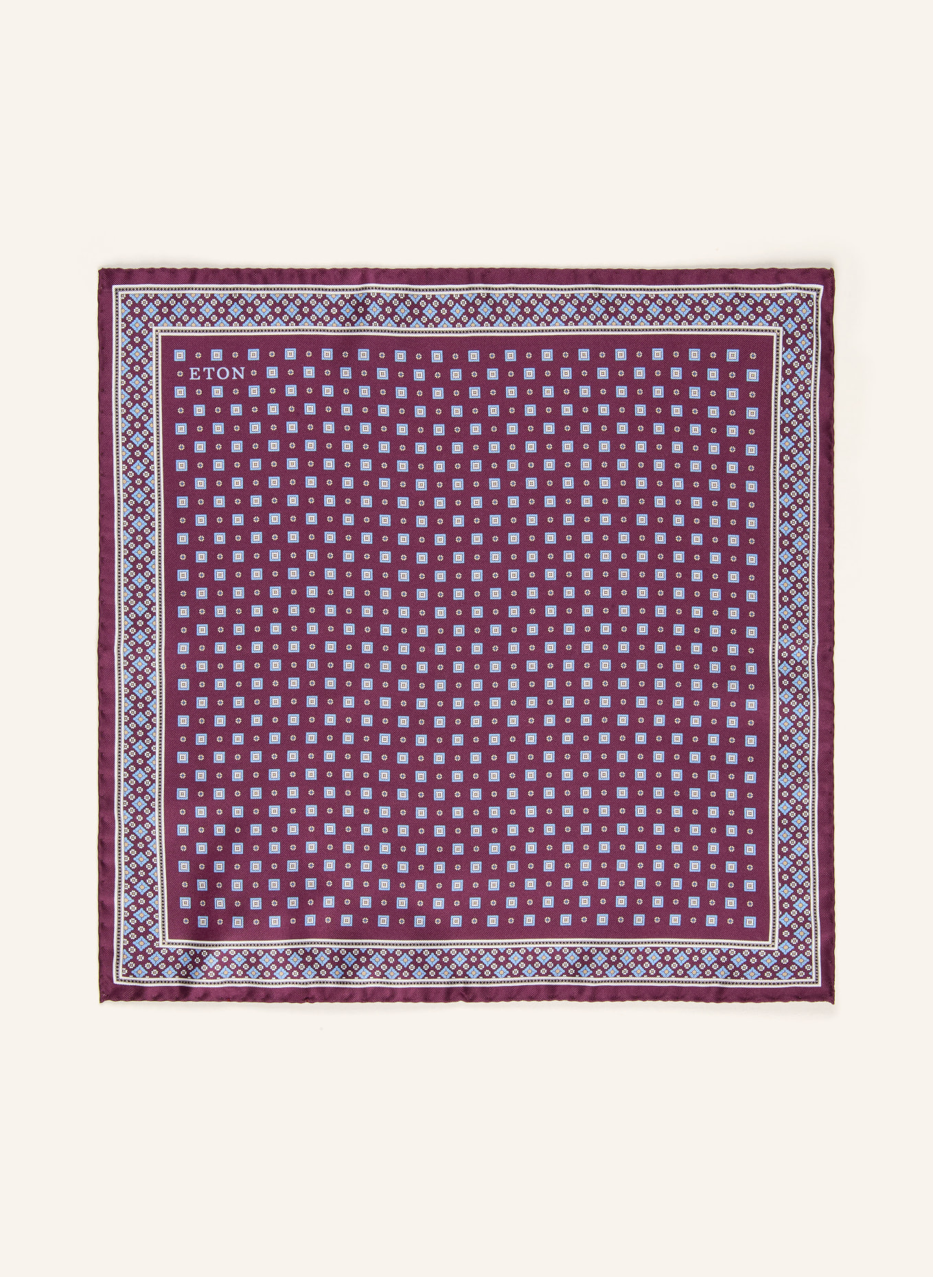 ETON Einstecktuch: DUNKELROT / CREME / HELLBLAU