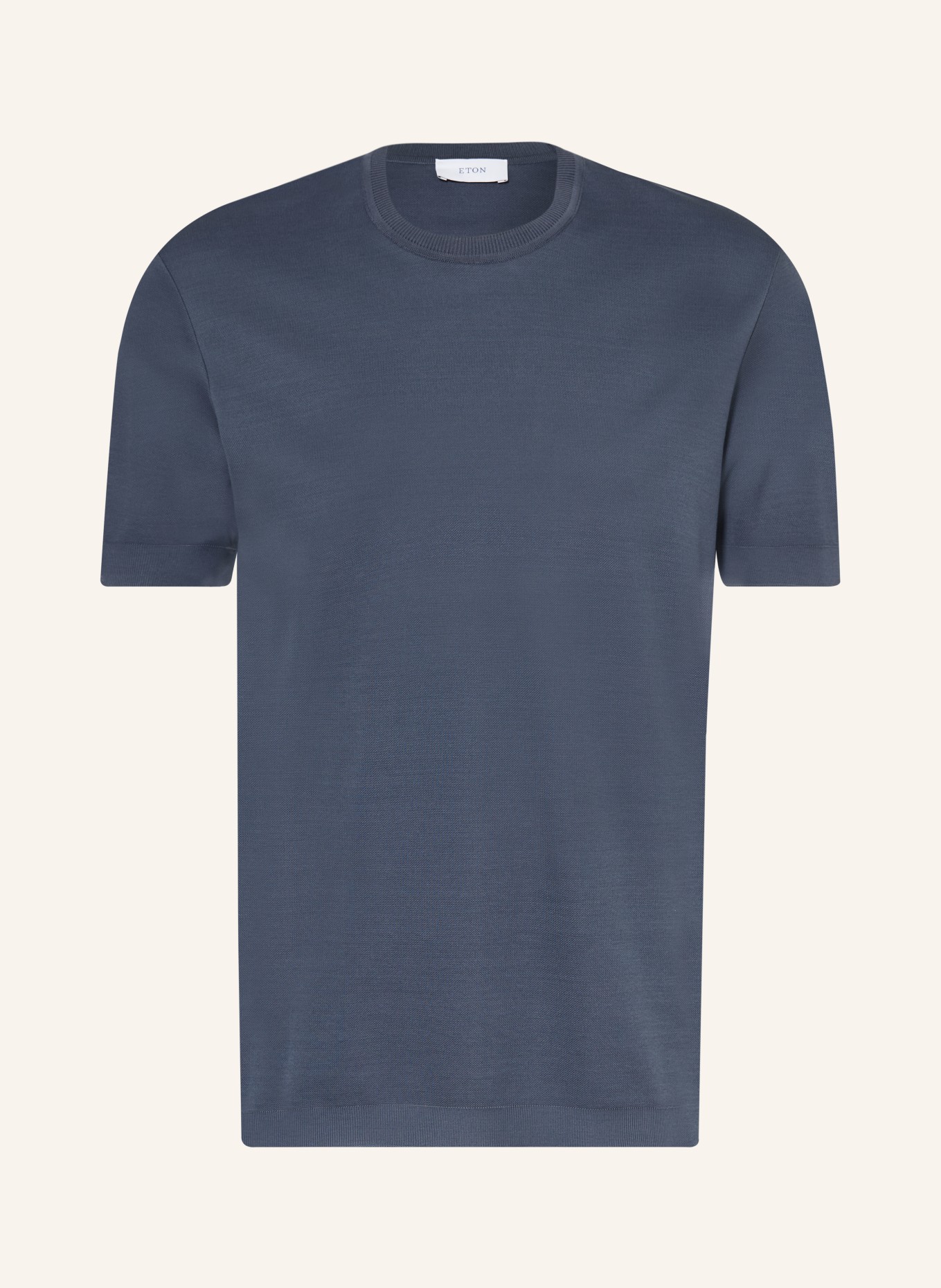 ETON T-shirt met linnen: DONKERBLAUW
