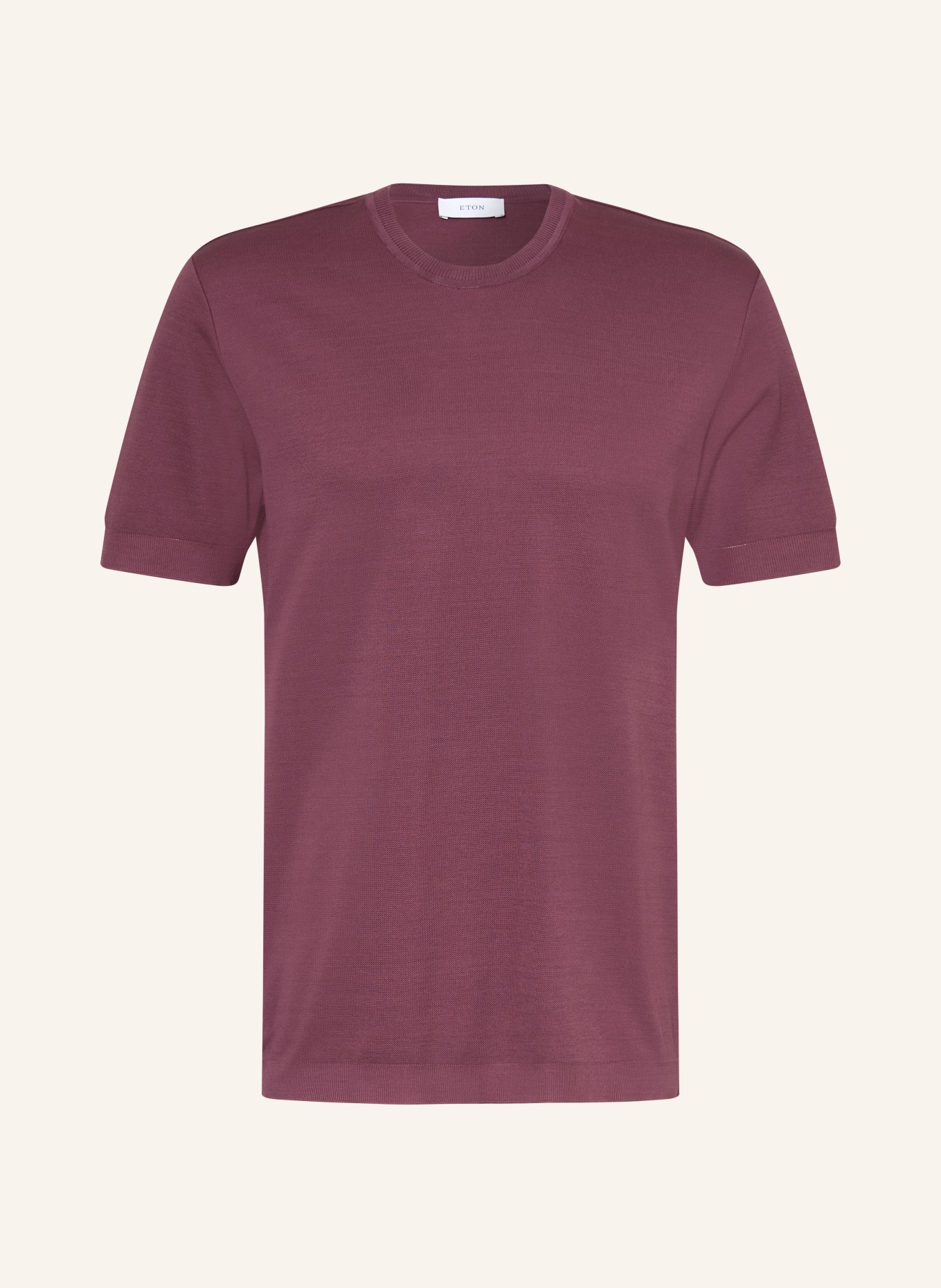 ETON T-shirt met linnen: DONKERPAARS
