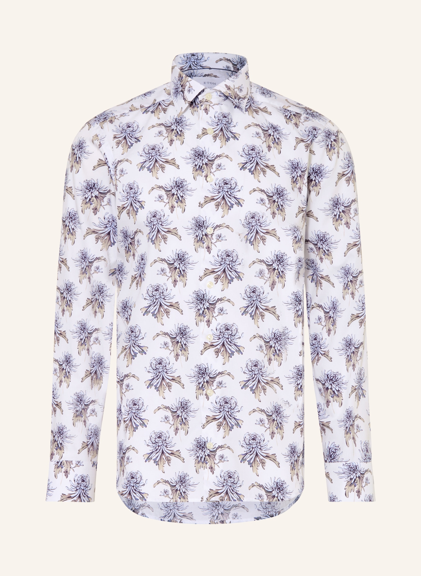 ETON Overhemd Slim Fit: WIT / TAUPE / LICHTBLAUW