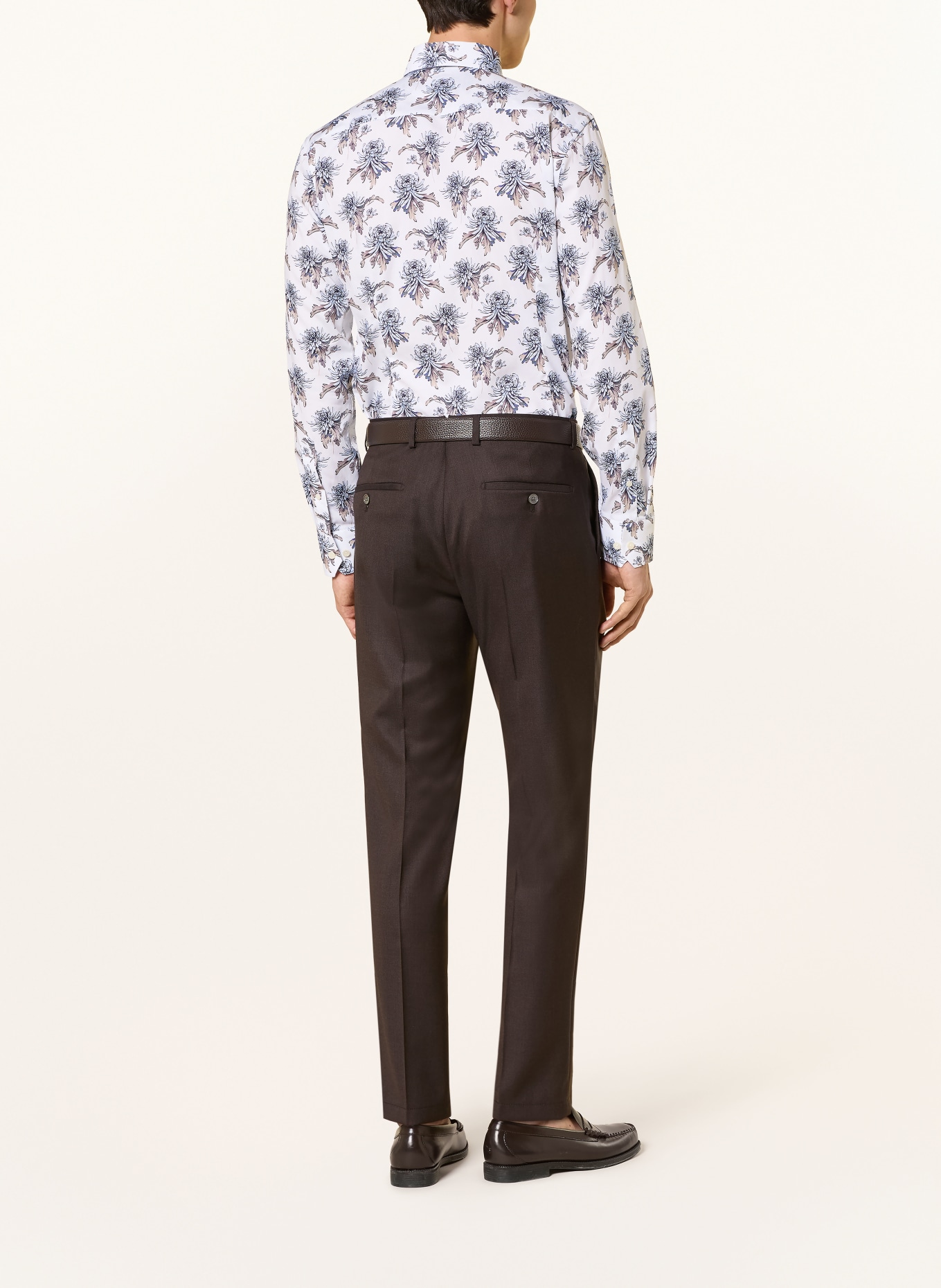 ETON Overhemd Slim Fit: WIT / TAUPE / LICHTBLAUW