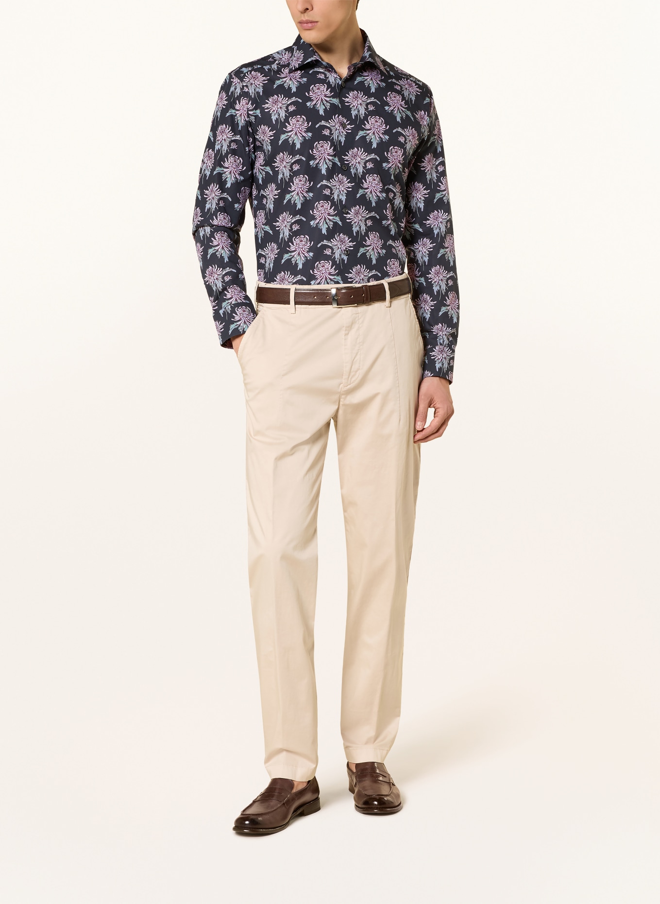 ETON Overhemd Slim Fit: DONKERBLAUW / LICHTPAARS / LICHTGROEN