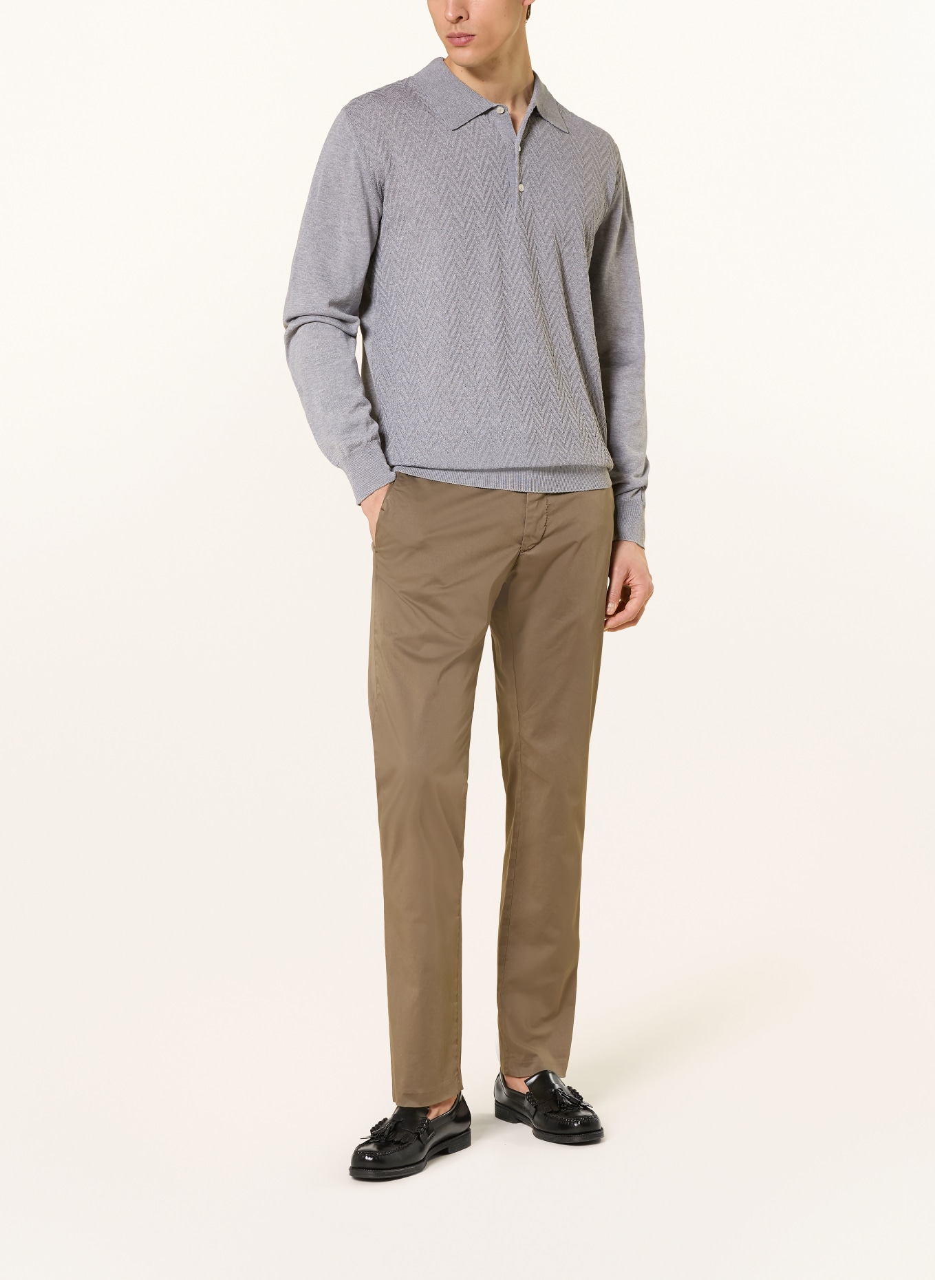 ETON Gebreid poloshirt: GRIJS