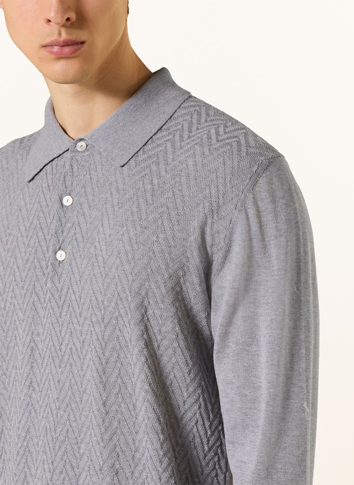 ETON Gebreid poloshirt: GRIJS