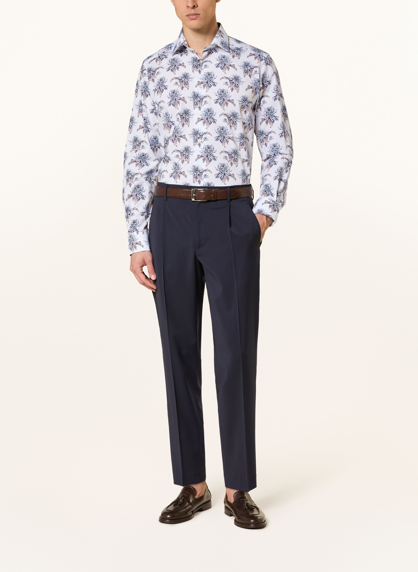 ETON Overhemd Contemporary Fit: WIT / TAUPE / LICHTBLAUW