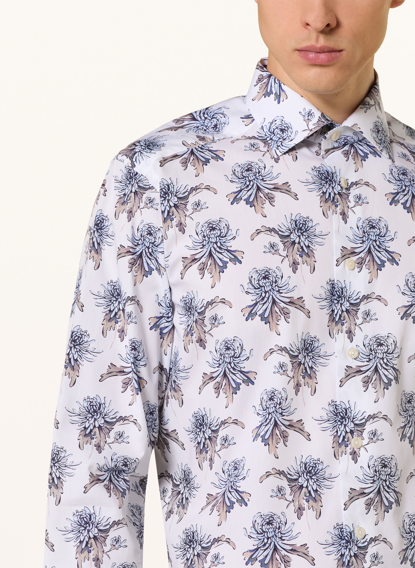 ETON Overhemd Contemporary Fit: WIT / TAUPE / LICHTBLAUW