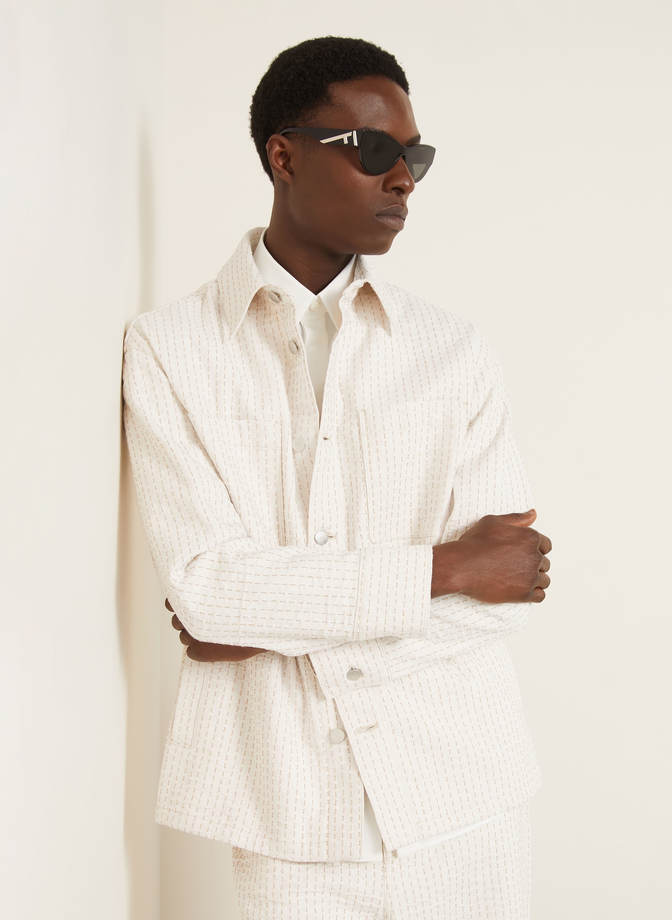 FENDI Overshirt: WHITE / BEIGE