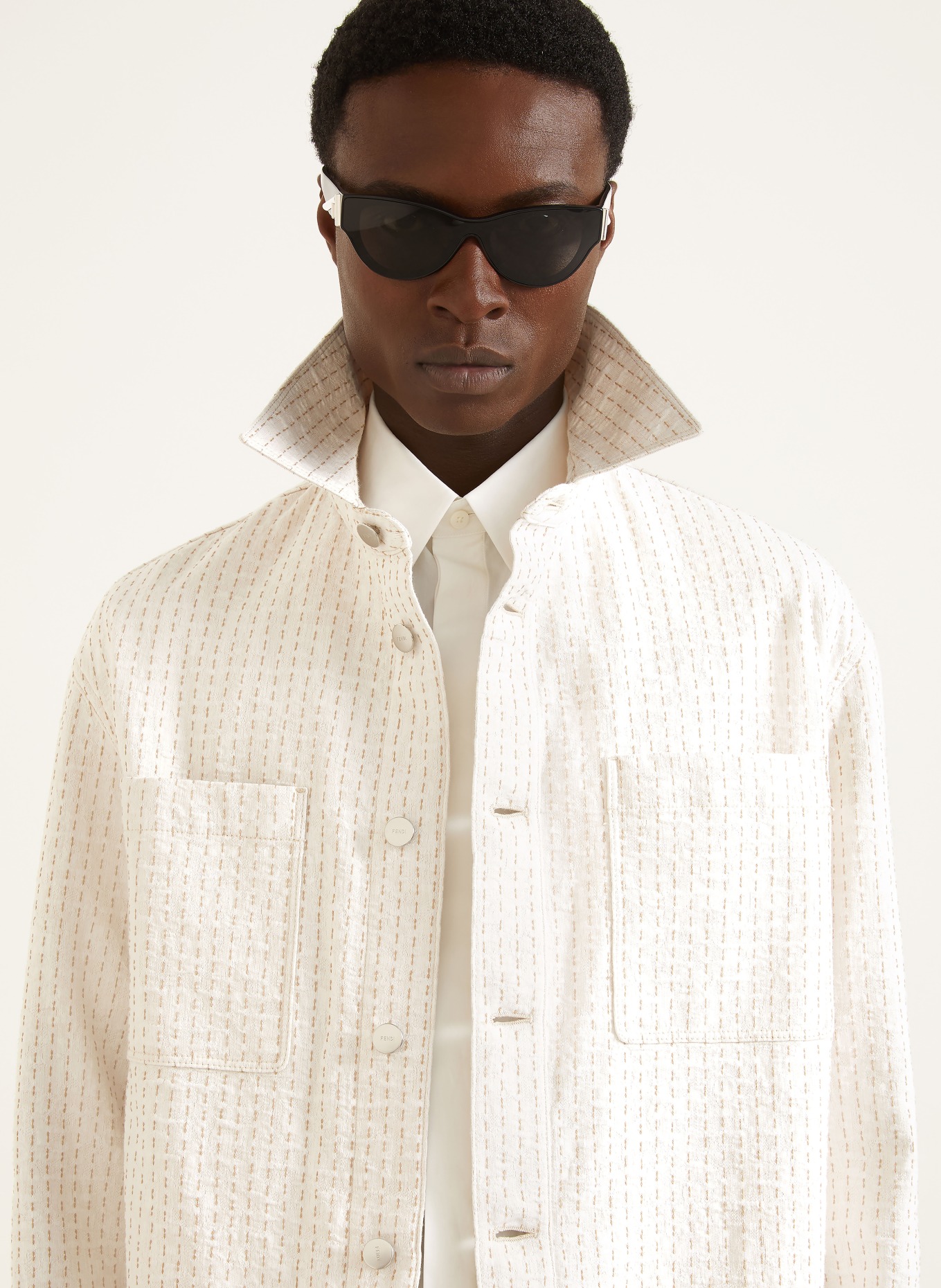 FENDI Overshirt: WHITE / BEIGE